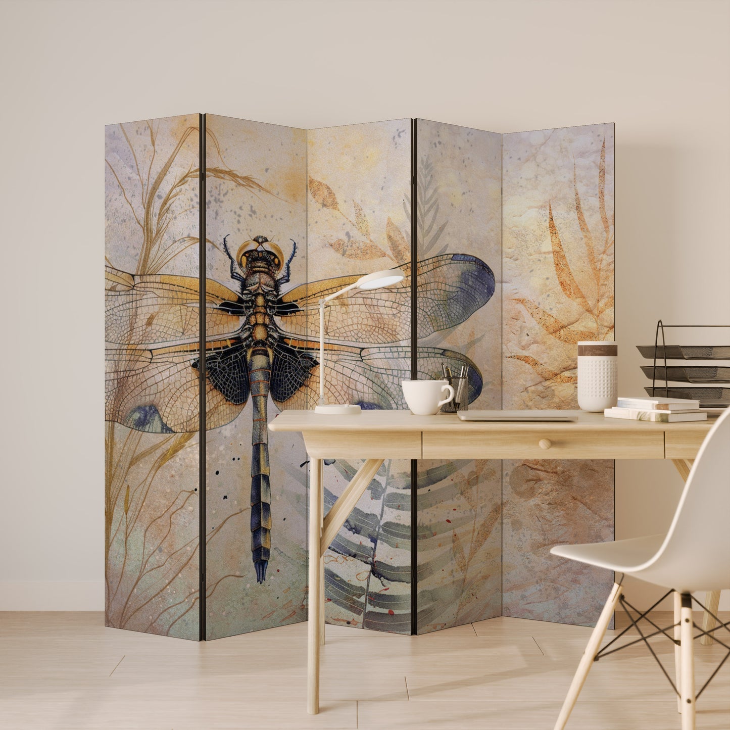 HER HIGHNESS DRAGONFLY - Divisorio decorativo per ambienti a 5 pannelli