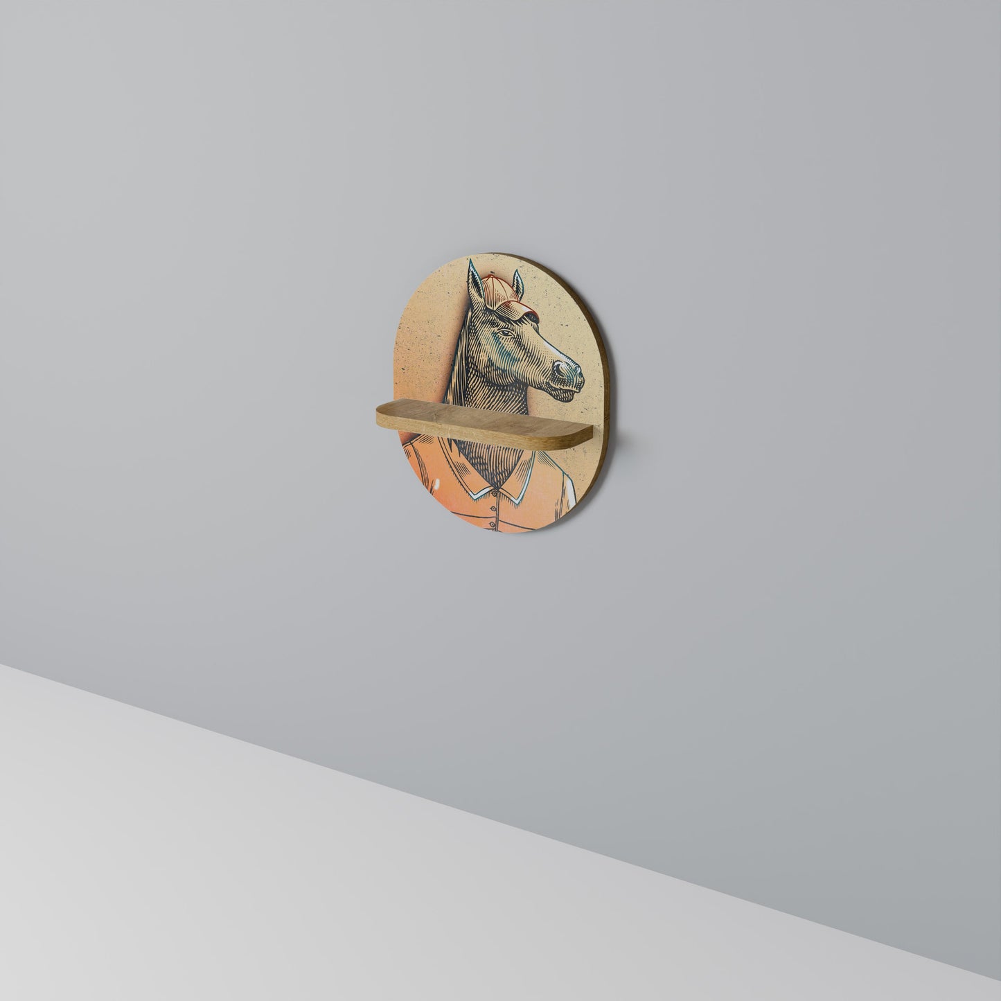 EQUINE SWAGGER Mensola ovale per opere d'arte in effetto rovere