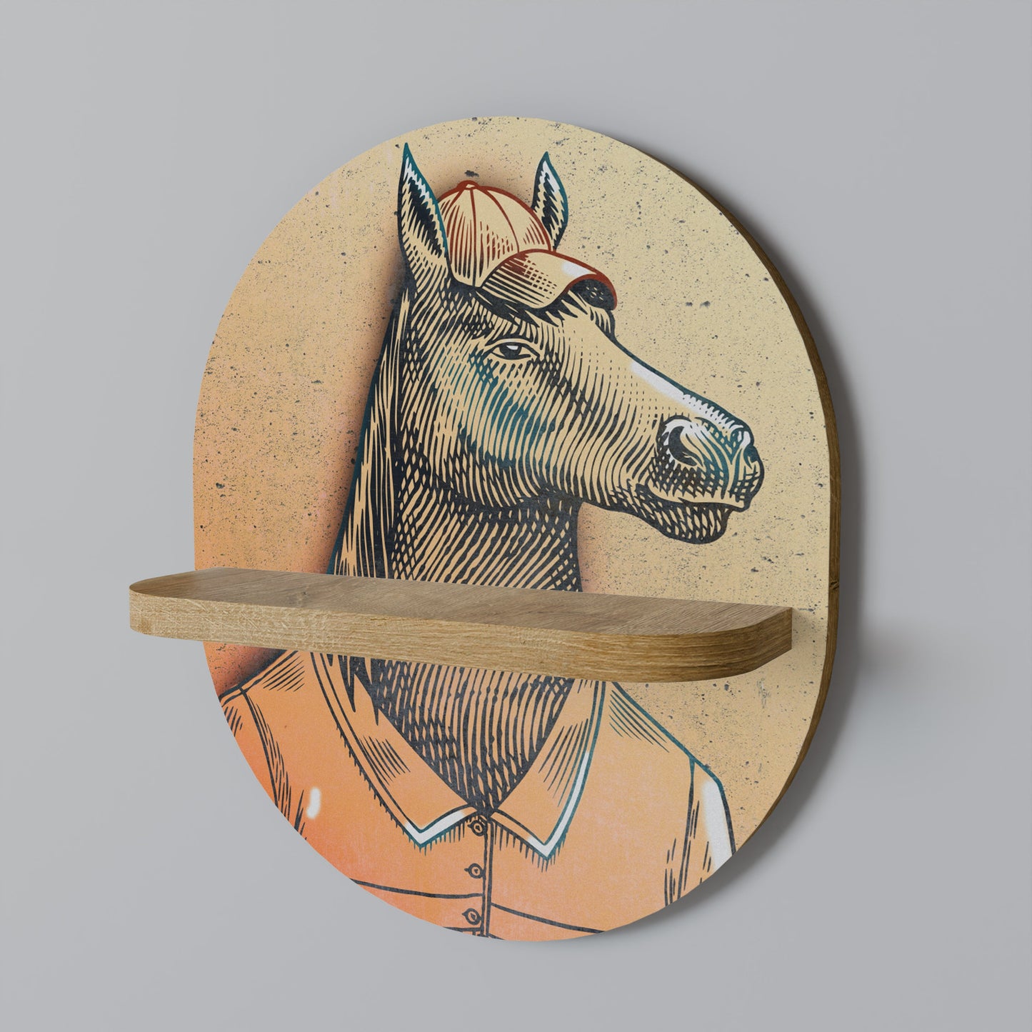 EQUINE SWAGGER Mensola ovale per opere d'arte in effetto rovere