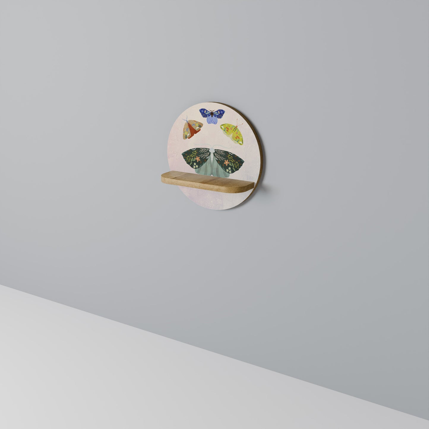 MOTH INTO THE LIGHT Mensola rotonda per arte in effetto rovere