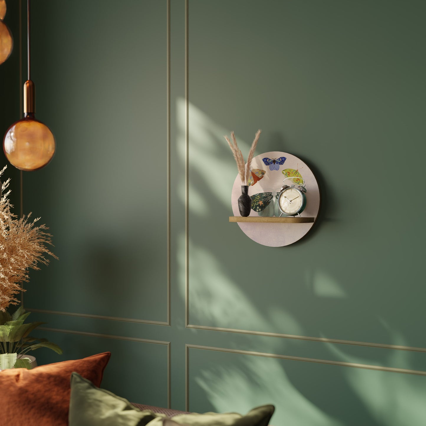 MOTH INTO THE LIGHT Mensola rotonda per arte in effetto rovere