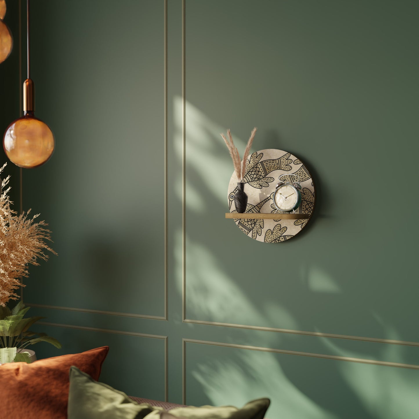Mensola rotonda ALMONDINE SONGBIRD in effetto rovere