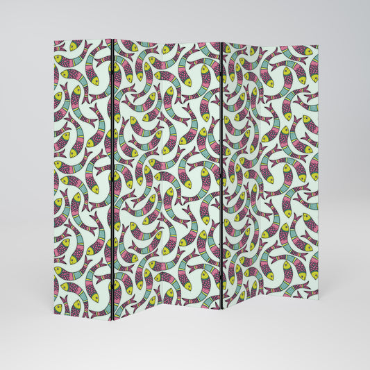 INDIAN FISH Divisorio decorativo per ambienti a 5 pannelli