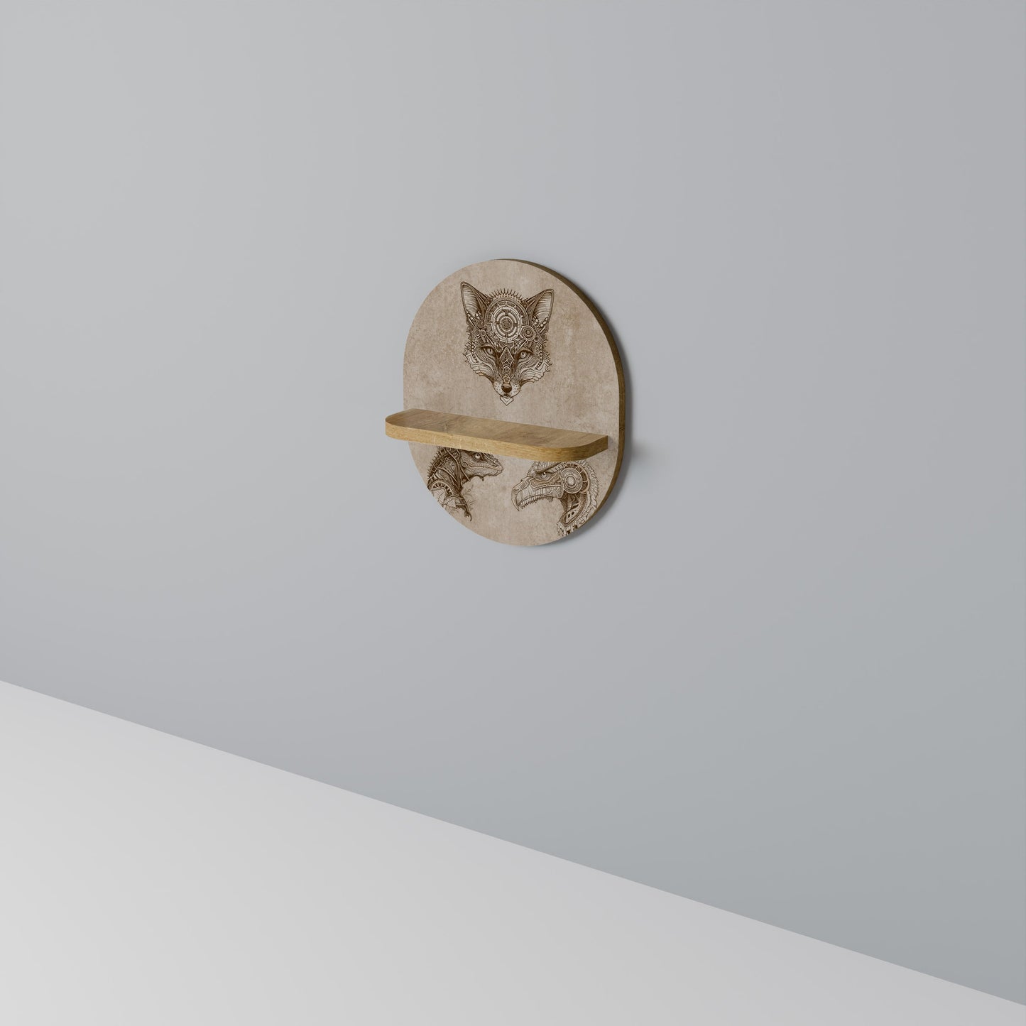 STEAMPUNK TRIO Mensola ovale per arte in effetto rovere