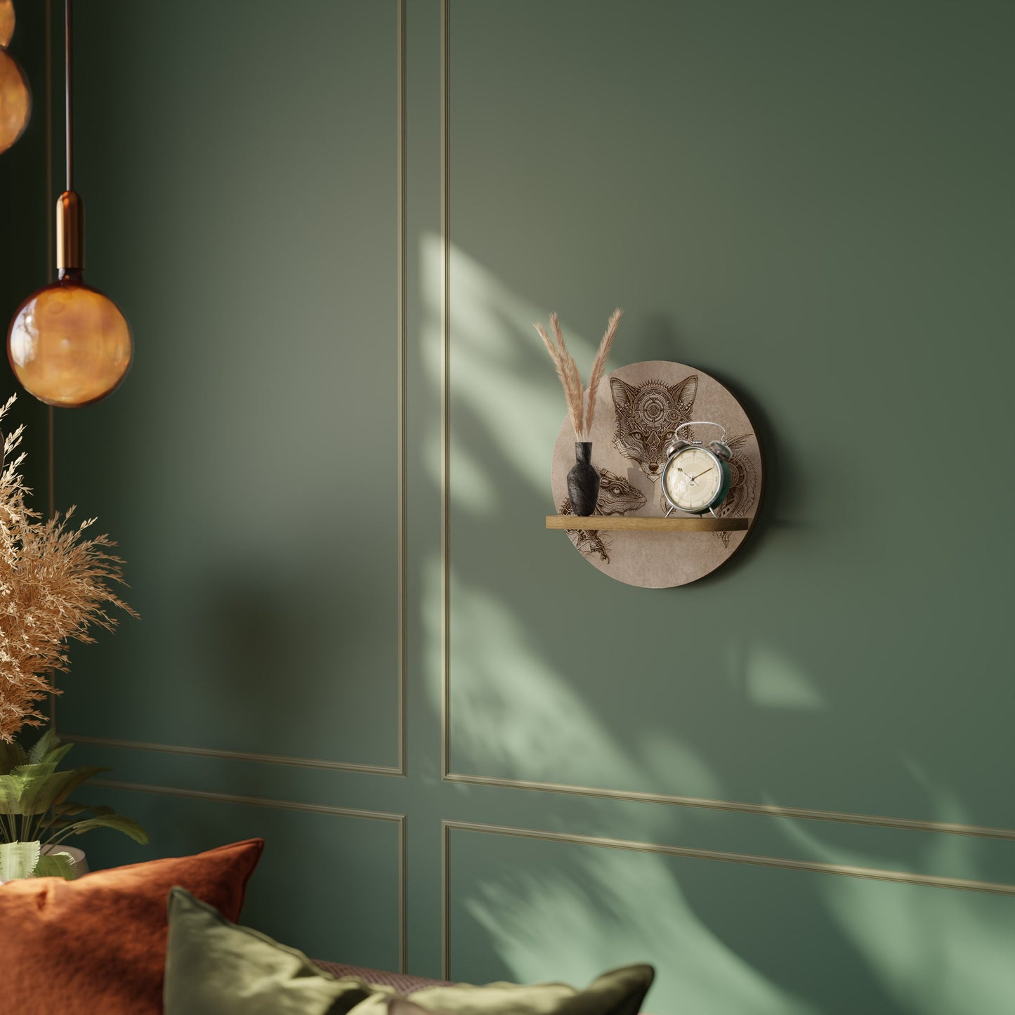 STEAMPUNK TRIO Mensola rotonda per arte in effetto rovere