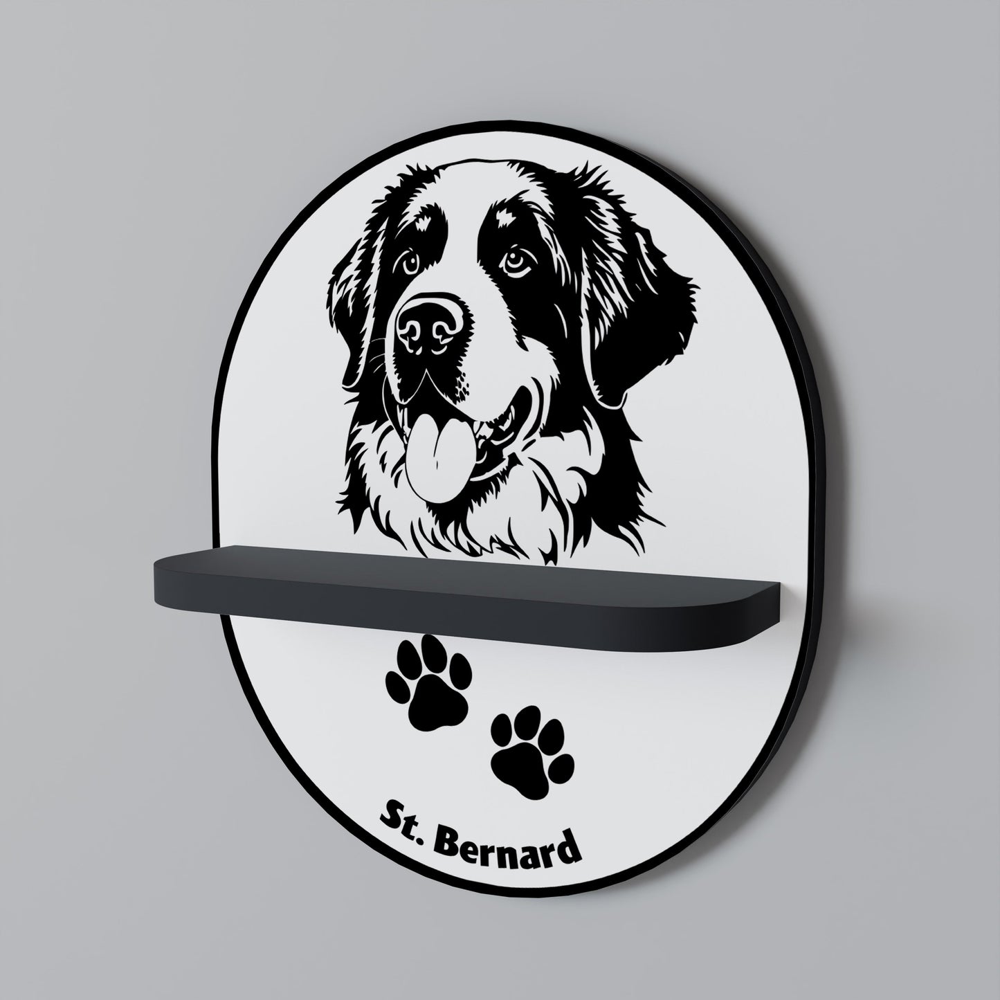 SAINT BERNARD Oval Art Shelf In Black Finish