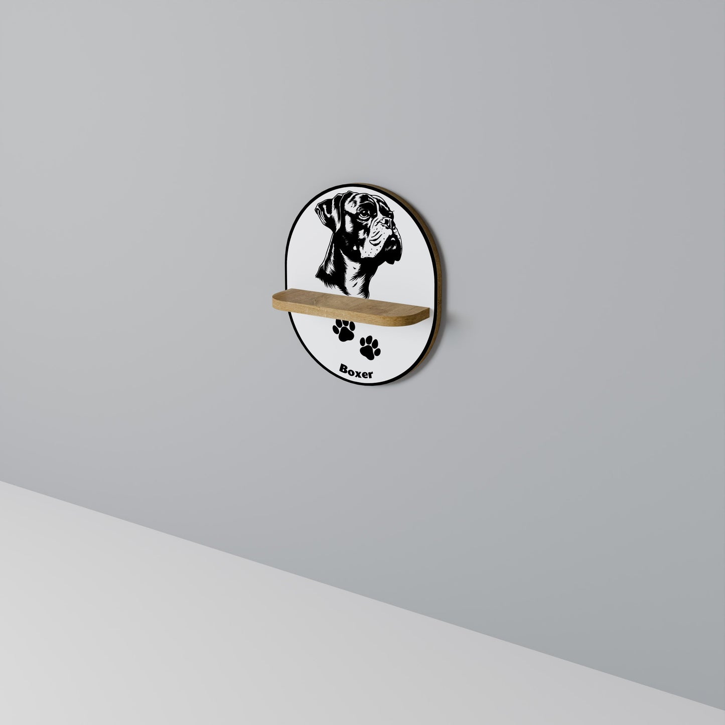 Mensola ovale BOXER DOG in effetto rovere