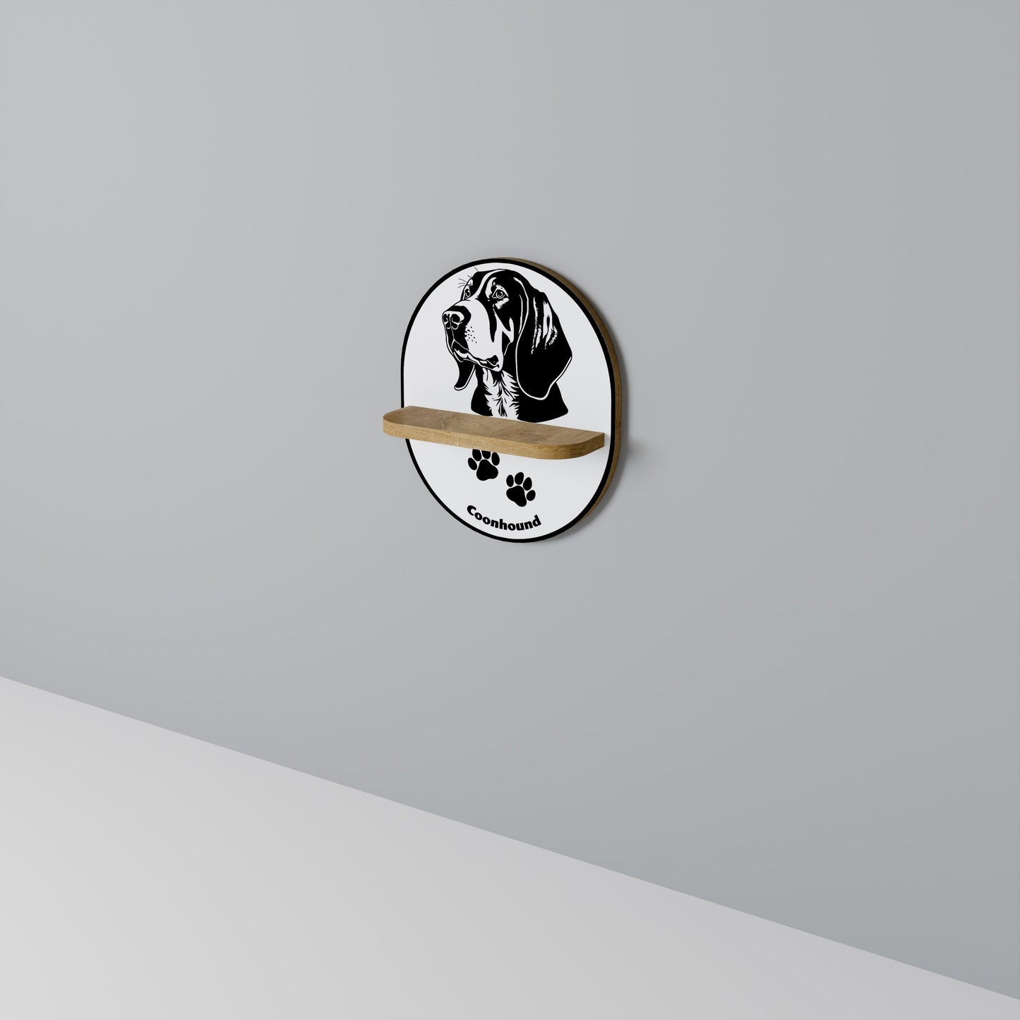 Mensola ovale COONHOUND DOG in effetto rovere