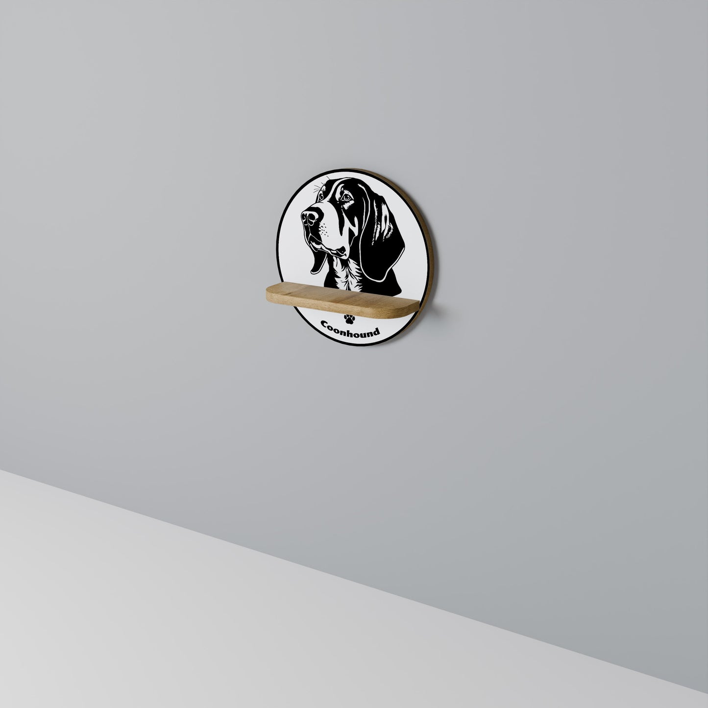 Mensola rotonda COONHOUND DOG in effetto rovere
