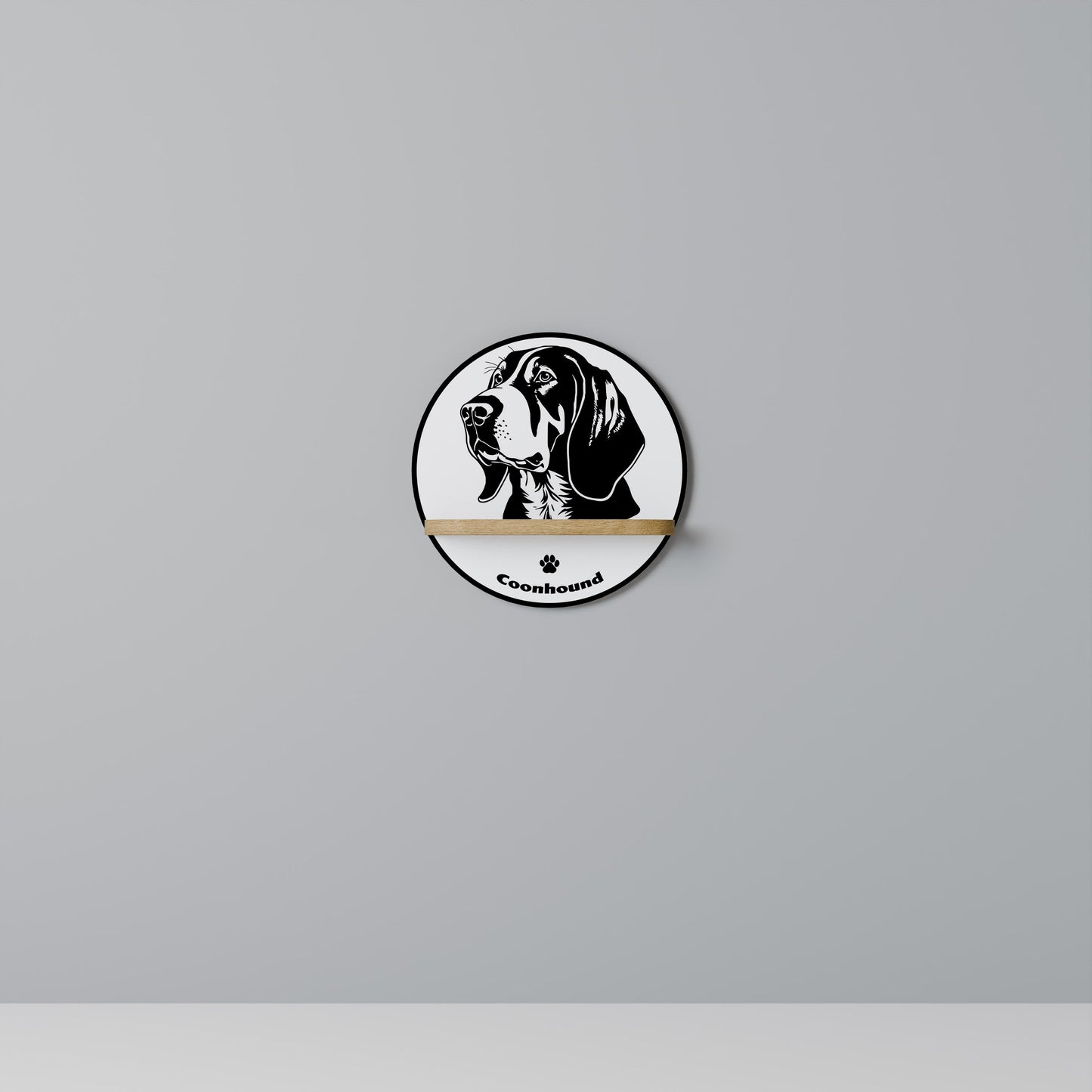 Mensola rotonda COONHOUND DOG in effetto rovere