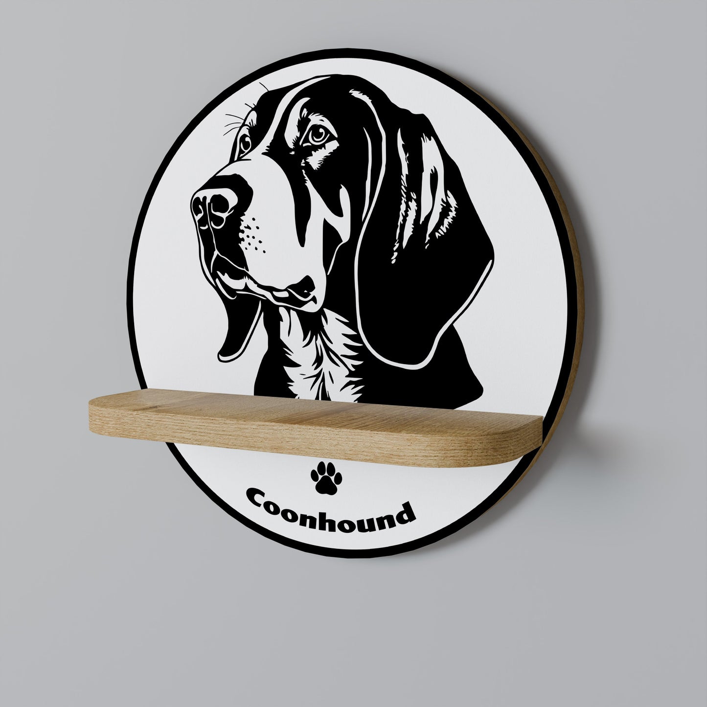 Mensola rotonda COONHOUND DOG in effetto rovere