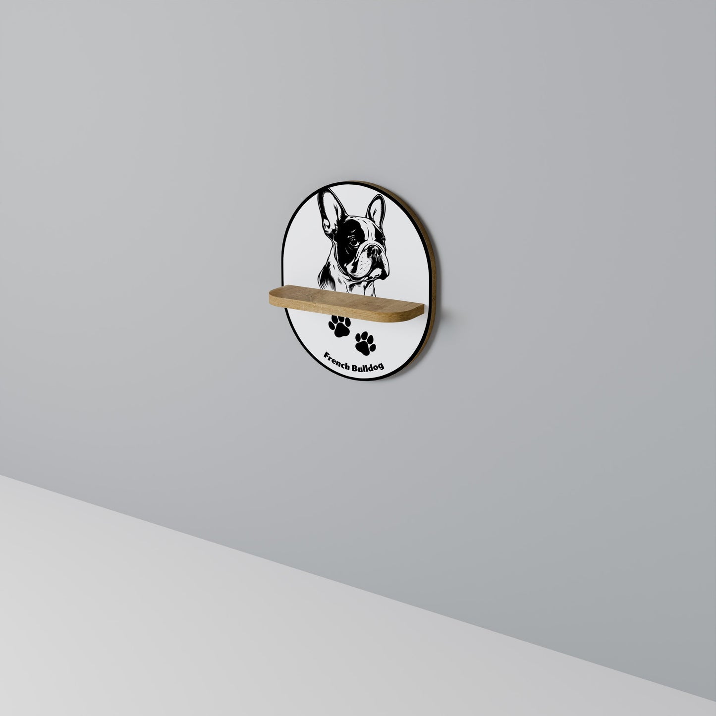 Mensola ovale per arte FRENCH BULLDOG in effetto rovere