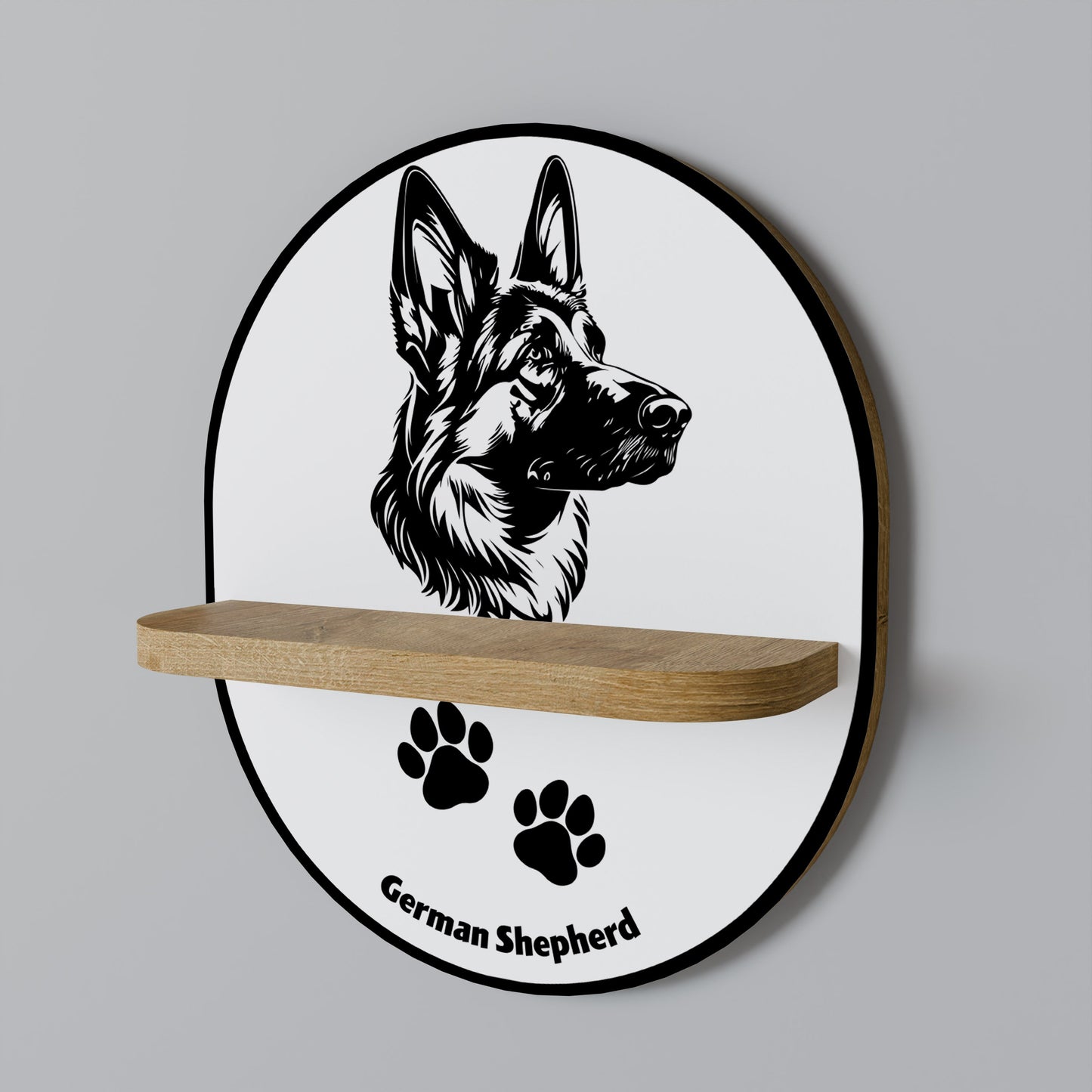GERMAN SHEPARD Mensola ovale in effetto rovere