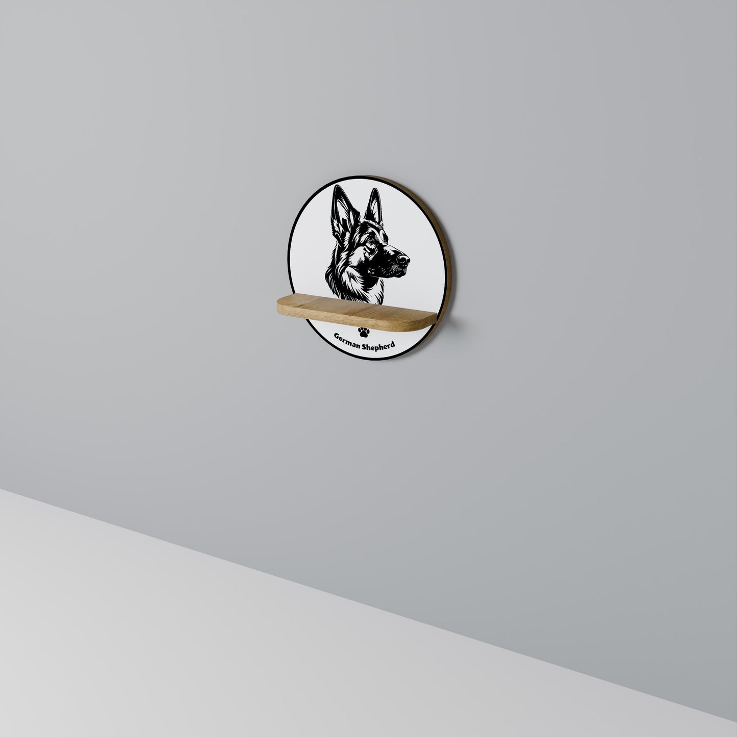 Mensola rotonda GERMAN SHEPARD in effetto rovere