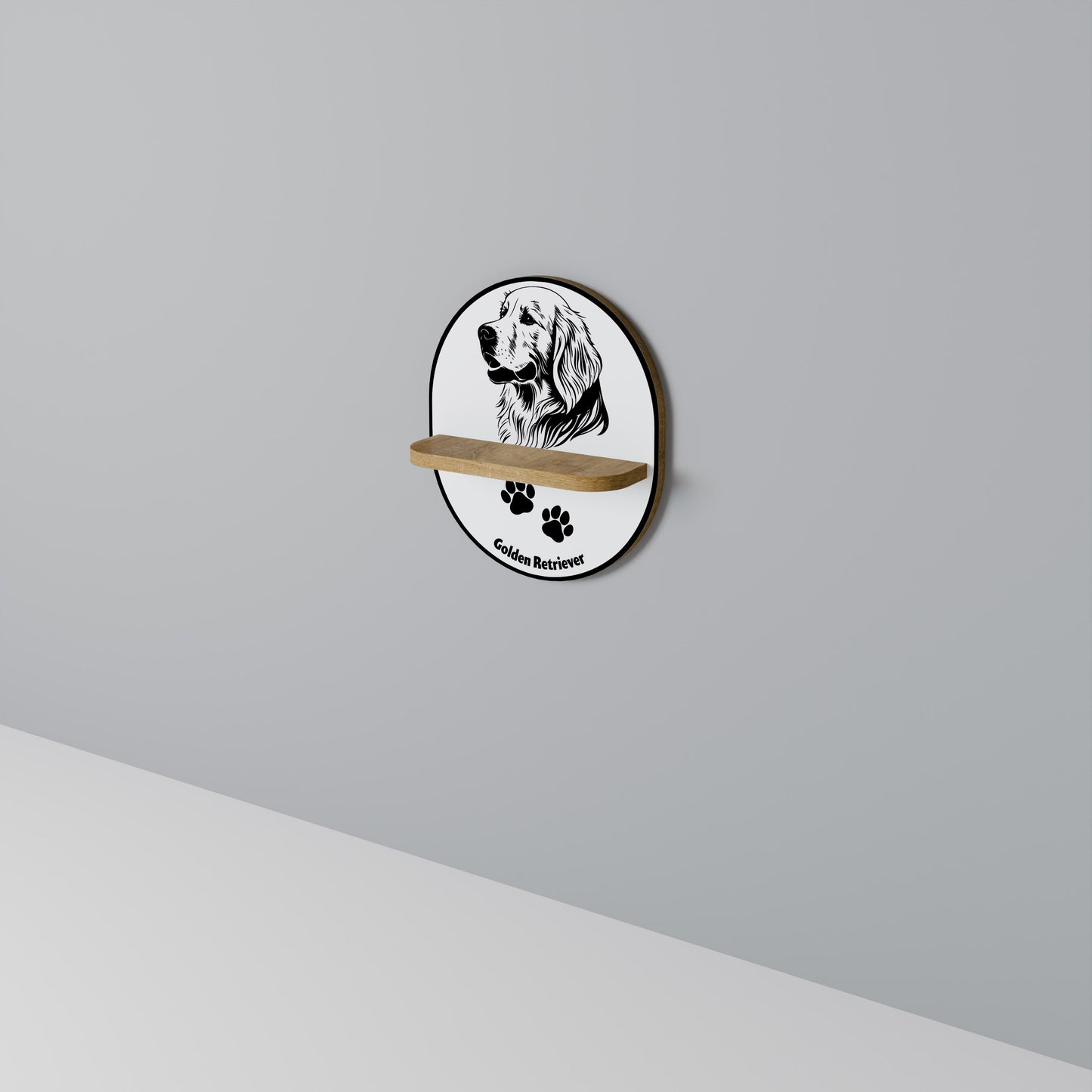 Mensola ovale GOLDEN RETRIEVER effetto rovere