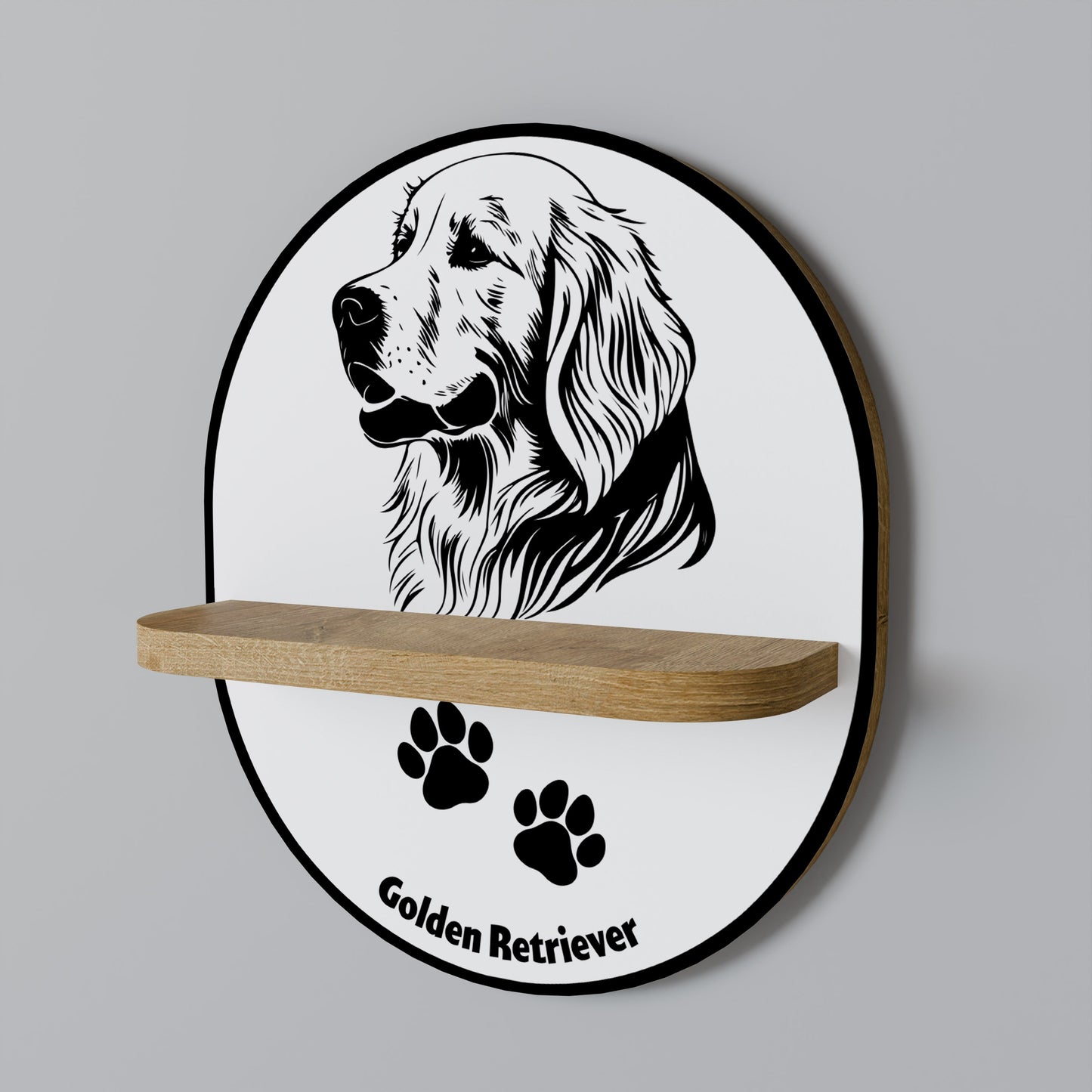 Mensola ovale GOLDEN RETRIEVER effetto rovere