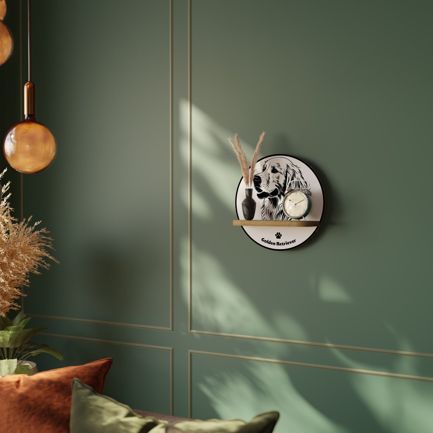 Mensola rotonda GOLDEN RETRIEVER effetto rovere
