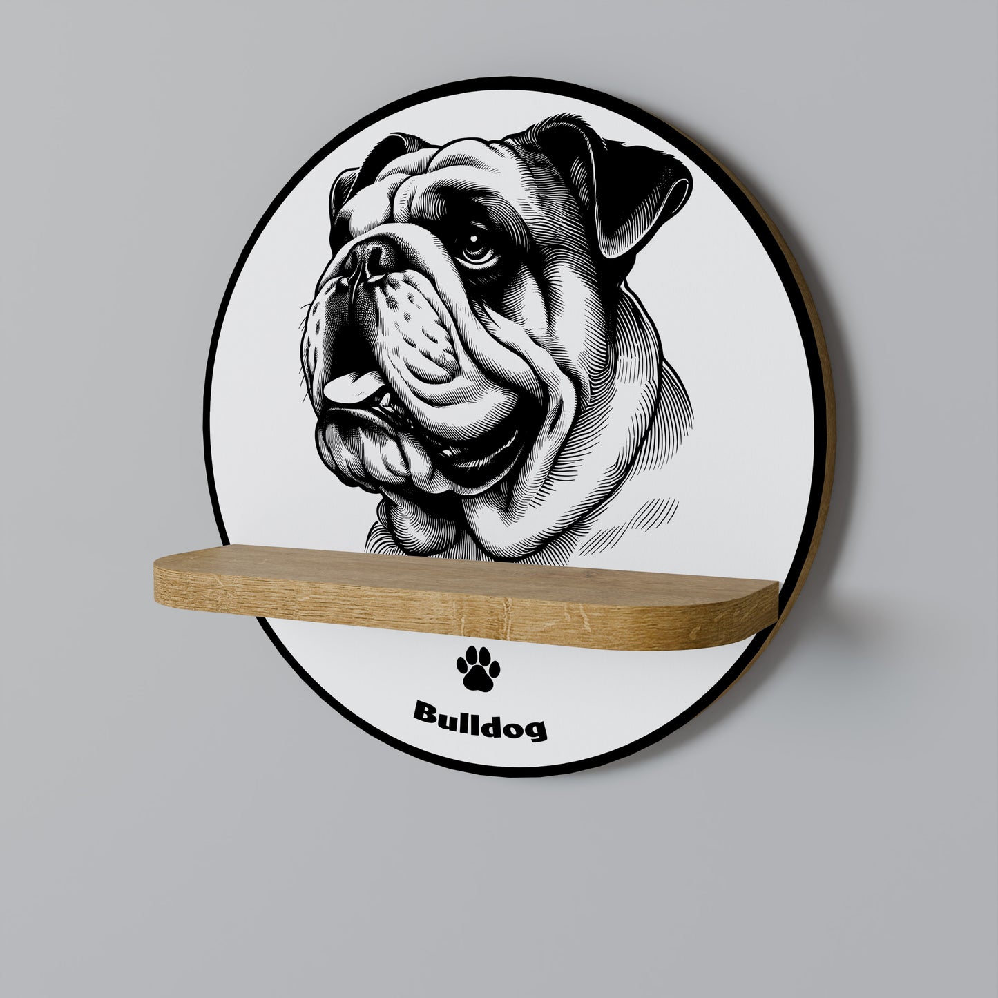 Mensola rotonda BULLDOG DOG effetto rovere