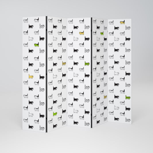 CATS COMPILATION Divisorio decorativo per ambienti a 5 pannelli