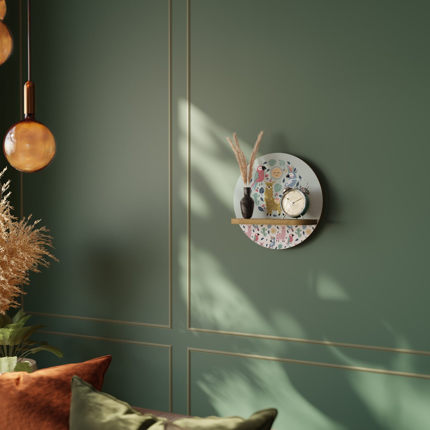 Mensola rotonda colorata ALPACA effetto rovere