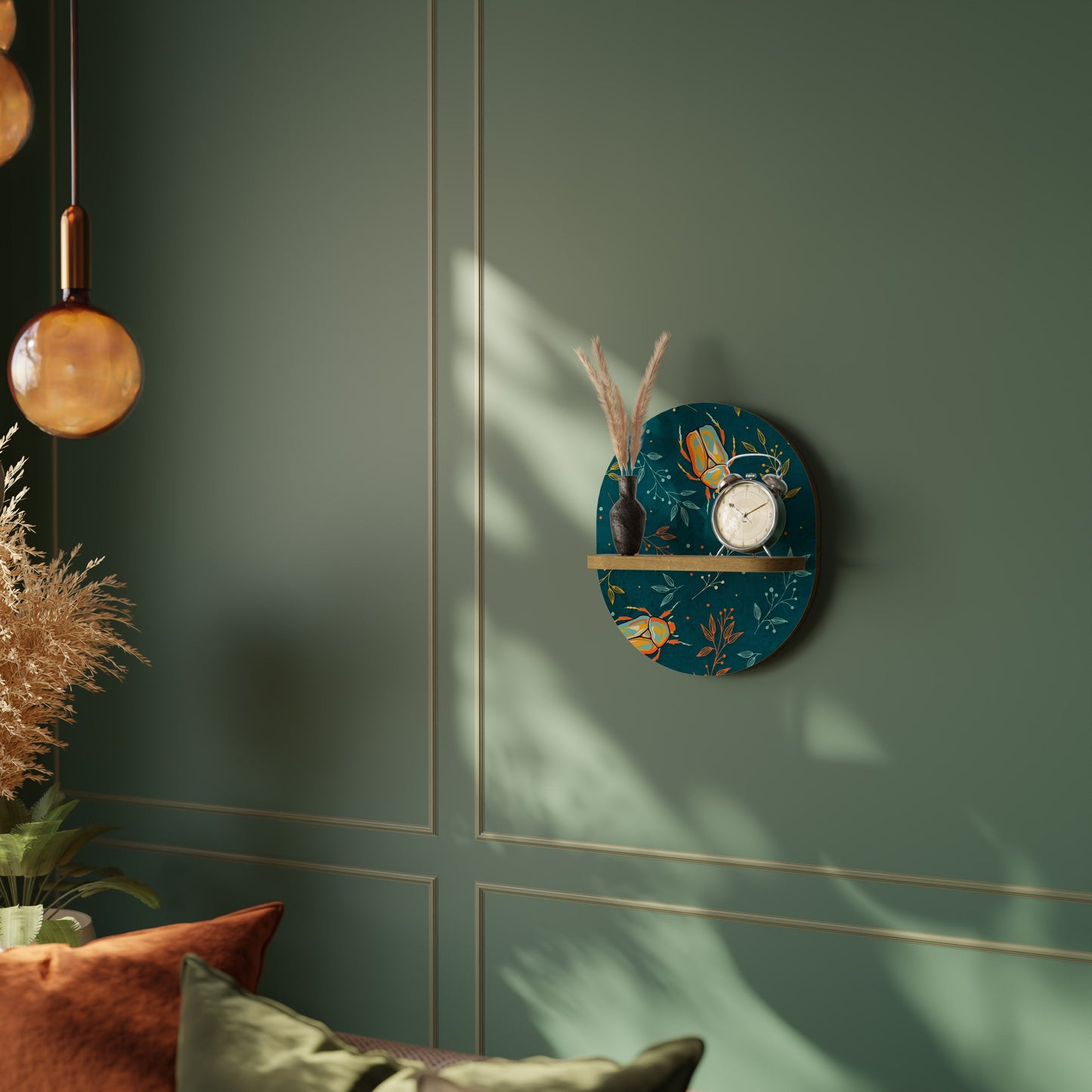 AUTUMN INSETTI Mensola ovale in effetto rovere