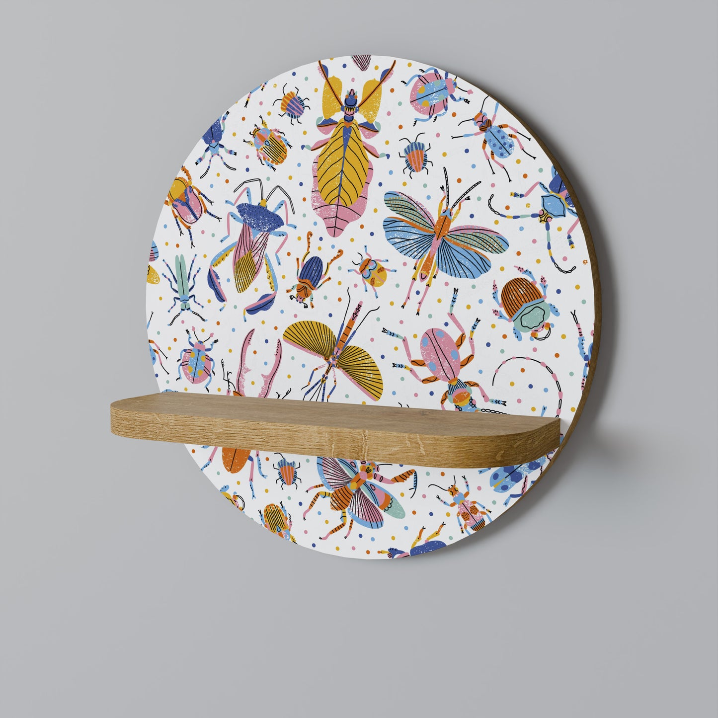 Mensola rotonda per opere d'arte INSETTI COLORATI in effetto rovere