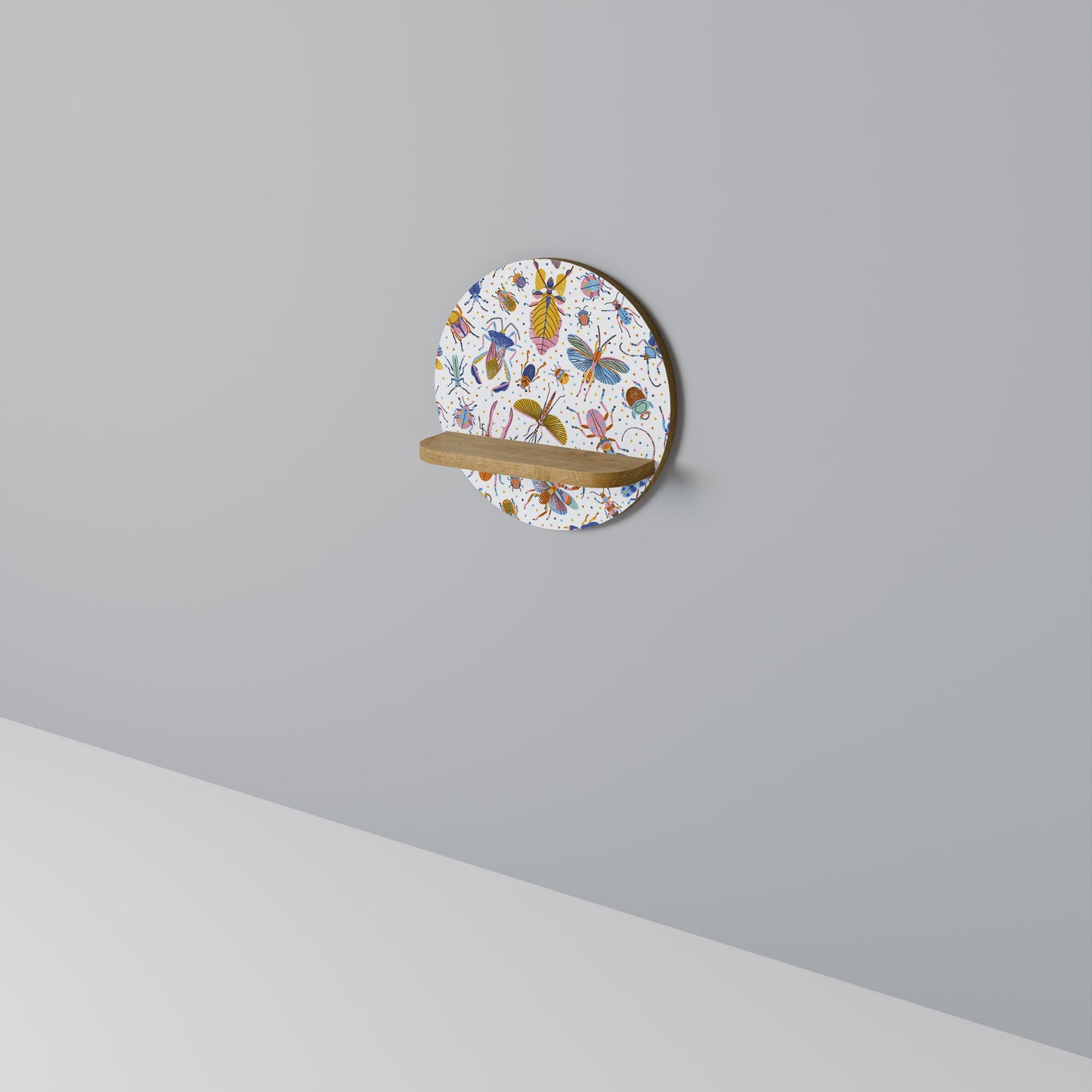 Mensola rotonda per opere d'arte INSETTI COLORATI in effetto rovere
