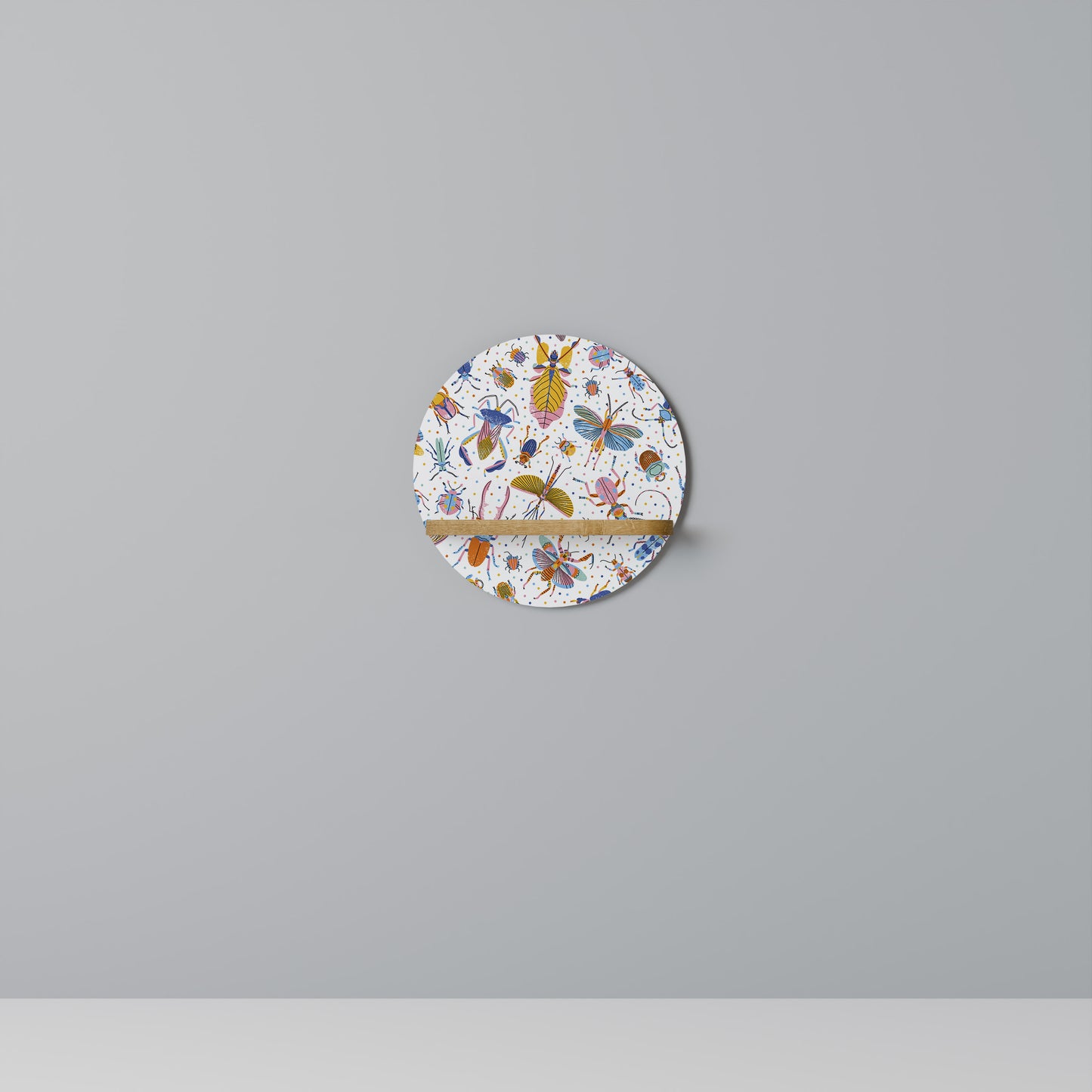 Mensola rotonda per opere d'arte INSETTI COLORATI in effetto rovere