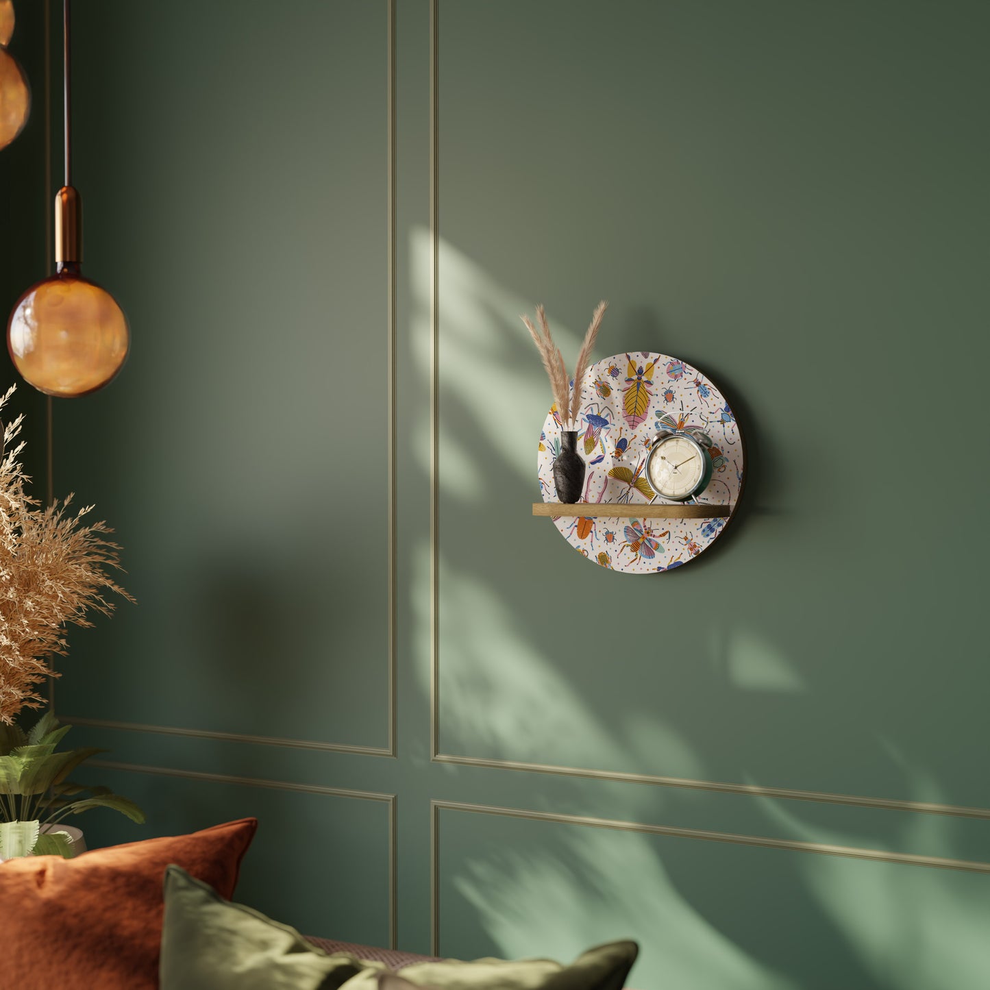 Mensola rotonda per opere d'arte INSETTI COLORATI in effetto rovere