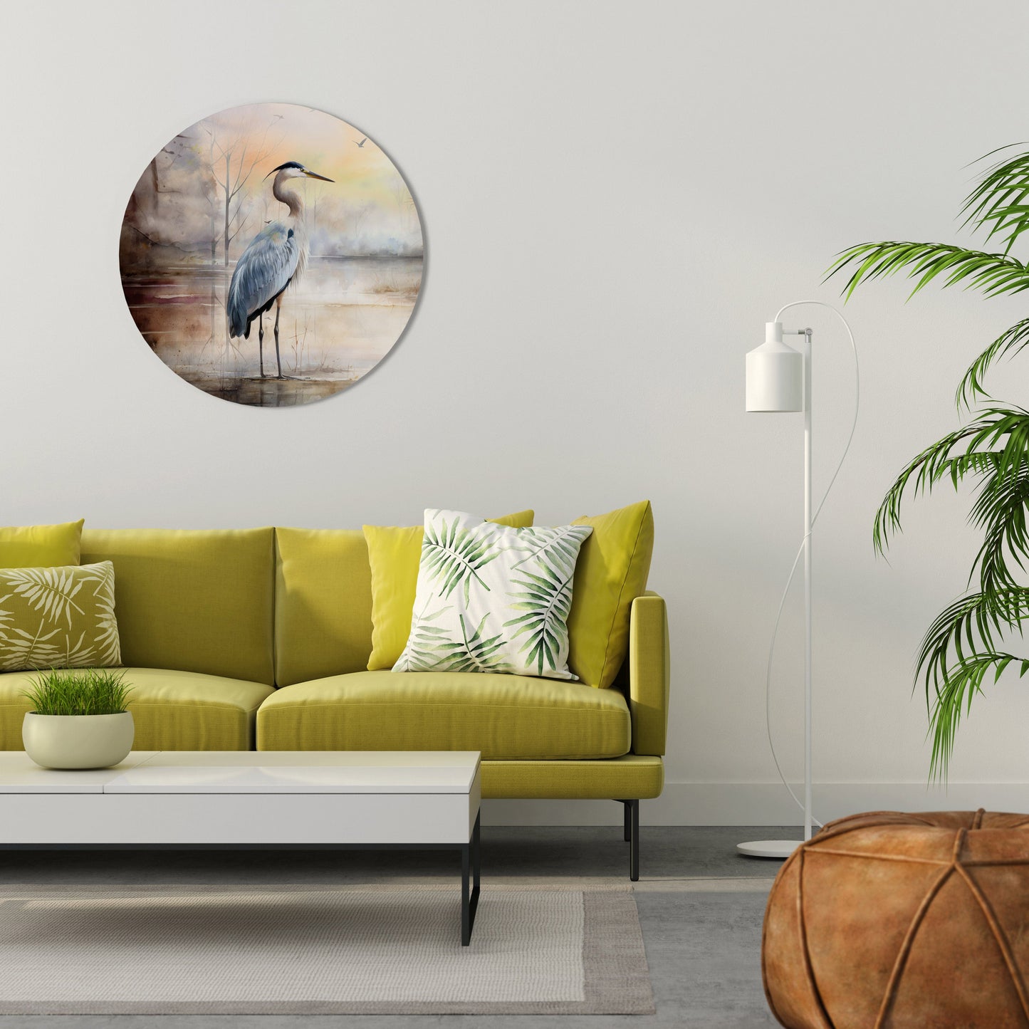 HERON DAYDREAM Round Wall Art