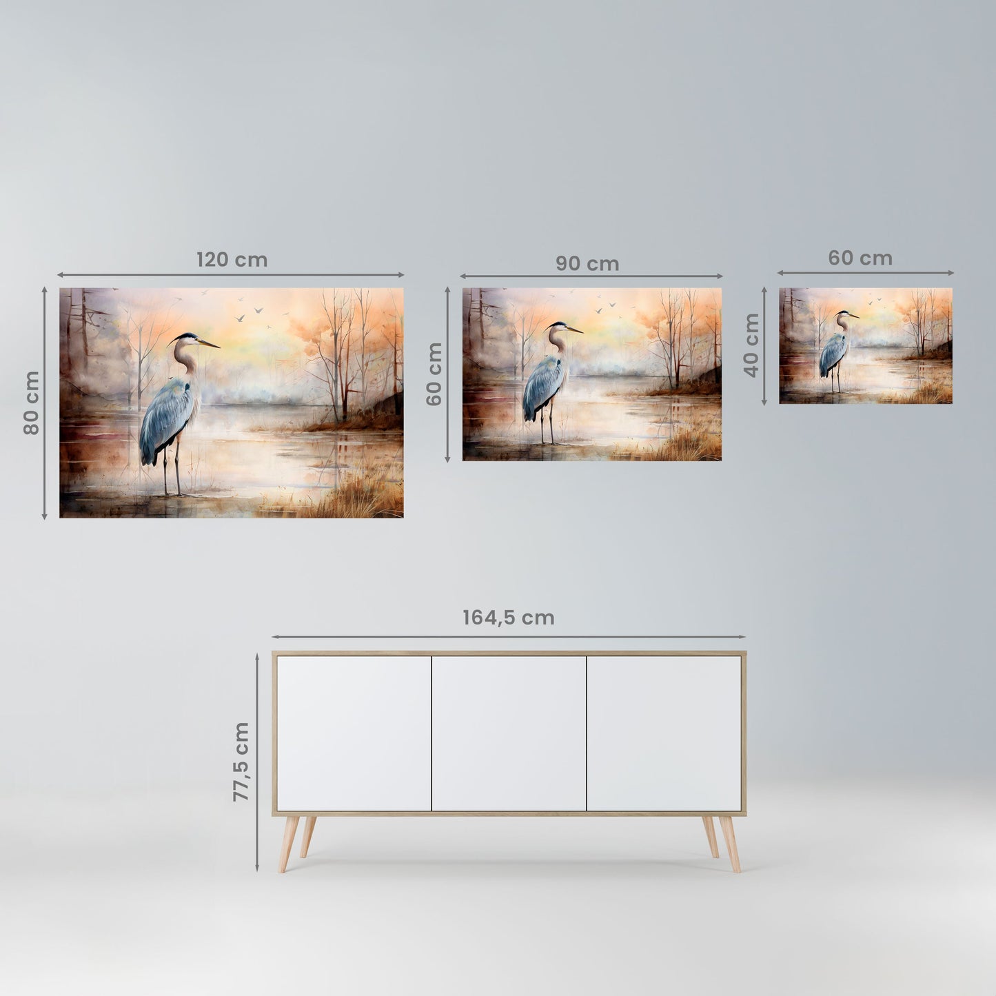 HERON DAYDREAM Poster orizzontale staccabile e attaccabile