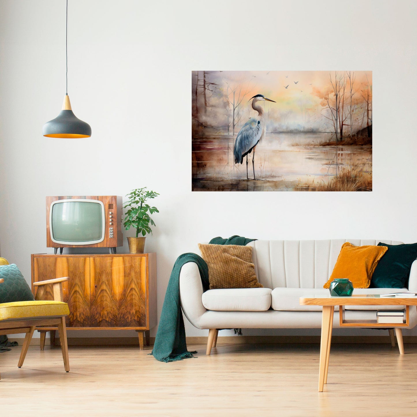 HERON DAYDREAM Poster orizzontale staccabile e attaccabile