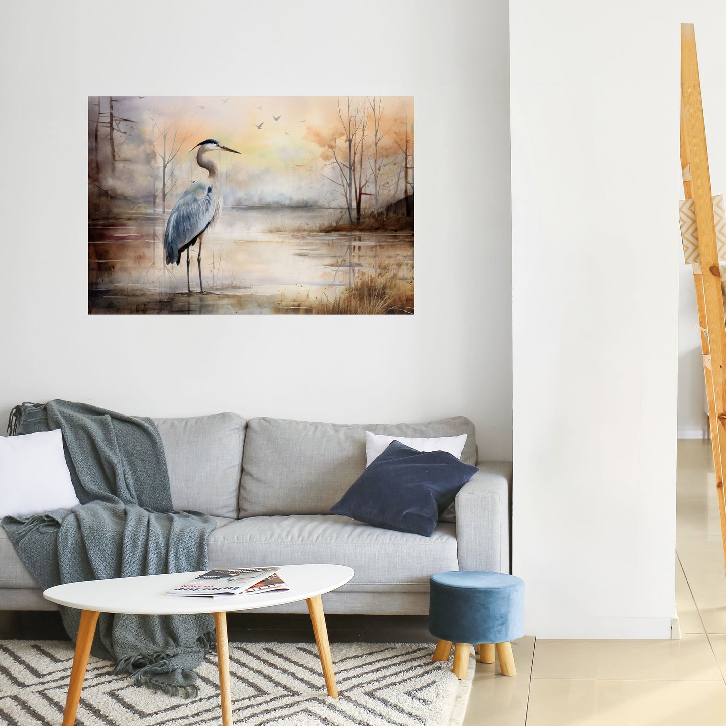 HERON DAYDREAM Poster orizzontale staccabile e attaccabile