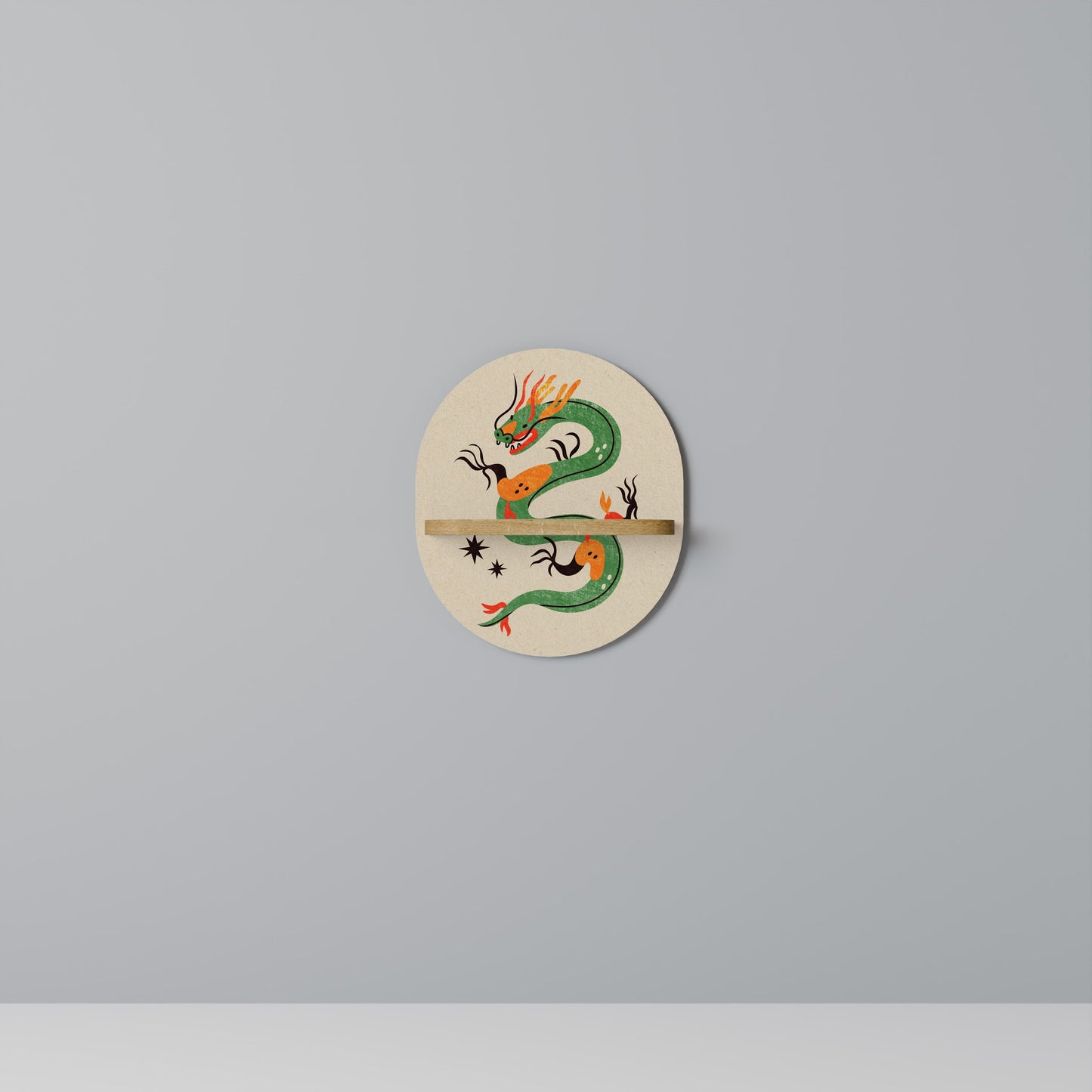 GREEN SKY GUARDIAN Mensola ovale per opere d'arte in effetto rovere