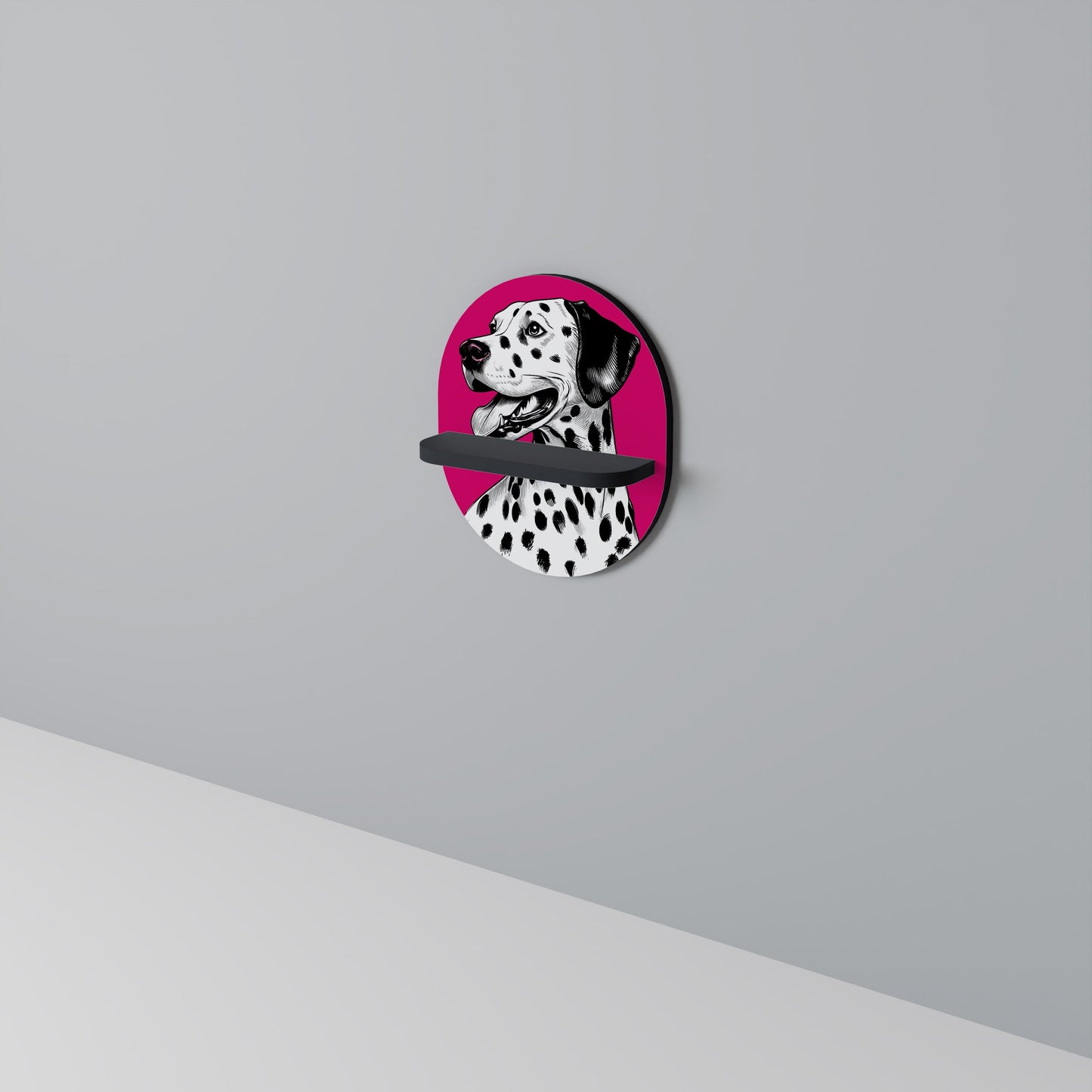 DALMATIAN SMILE Oval Art Shelf In Black Finish