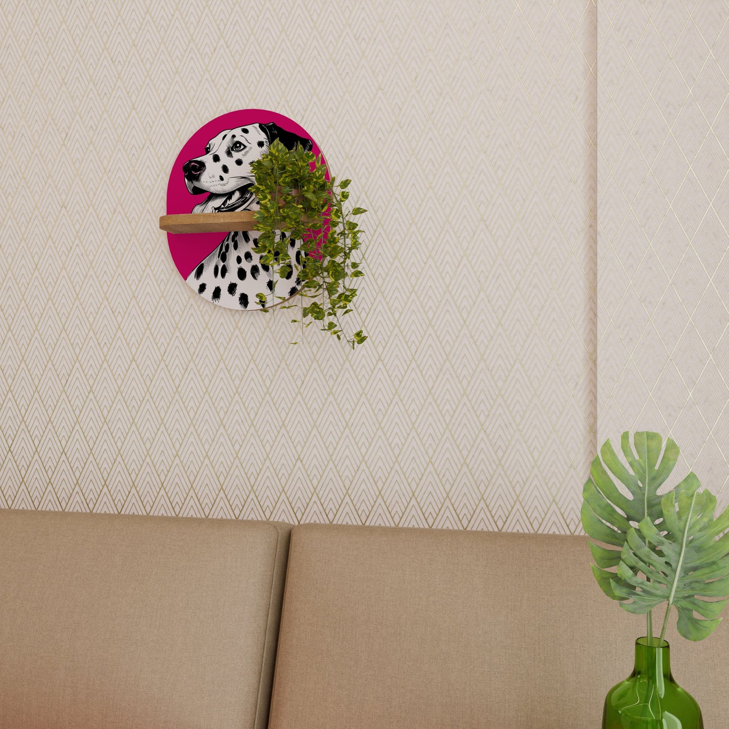 DALMATIAN SMILE Mensola ovale in effetto rovere