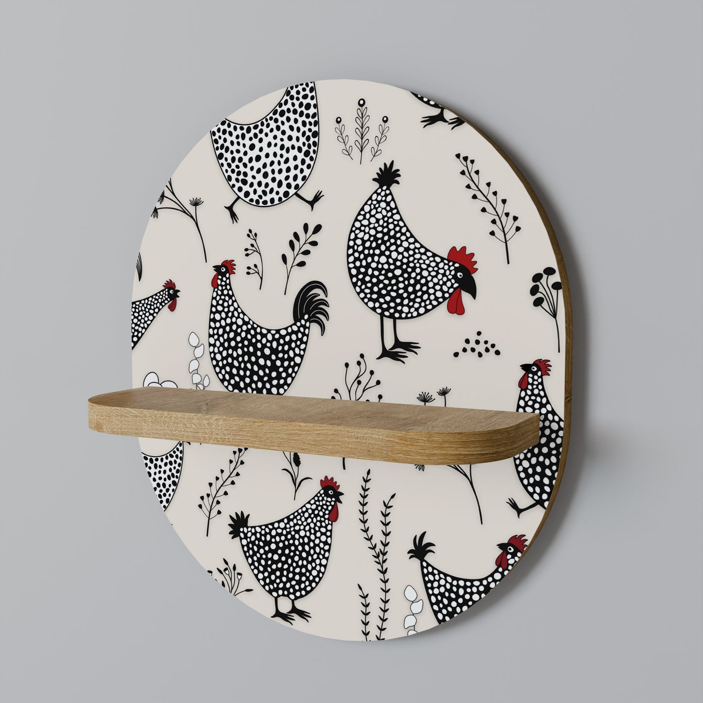 HAPPY HENS Mensola ovale in effetto rovere