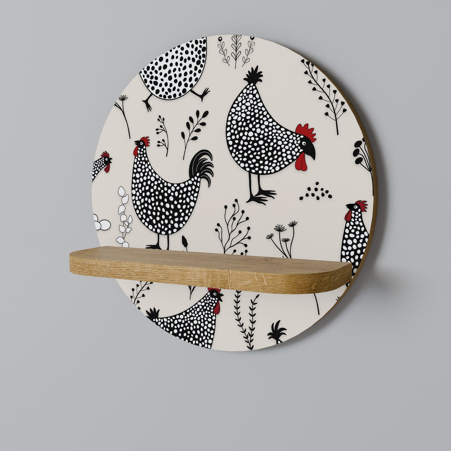 HAPPY HENS Mensola rotonda effetto rovere