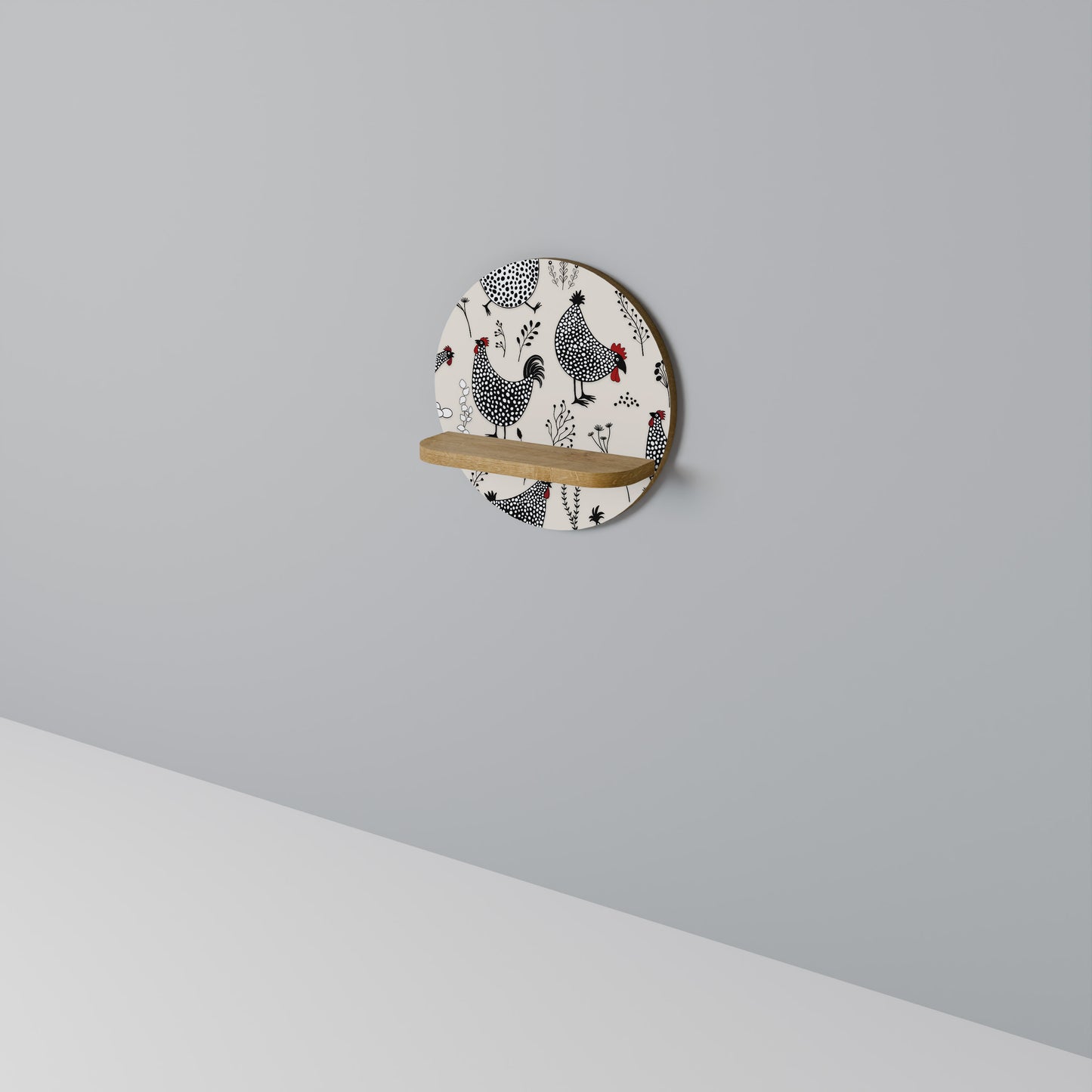 HAPPY HENS Mensola rotonda effetto rovere