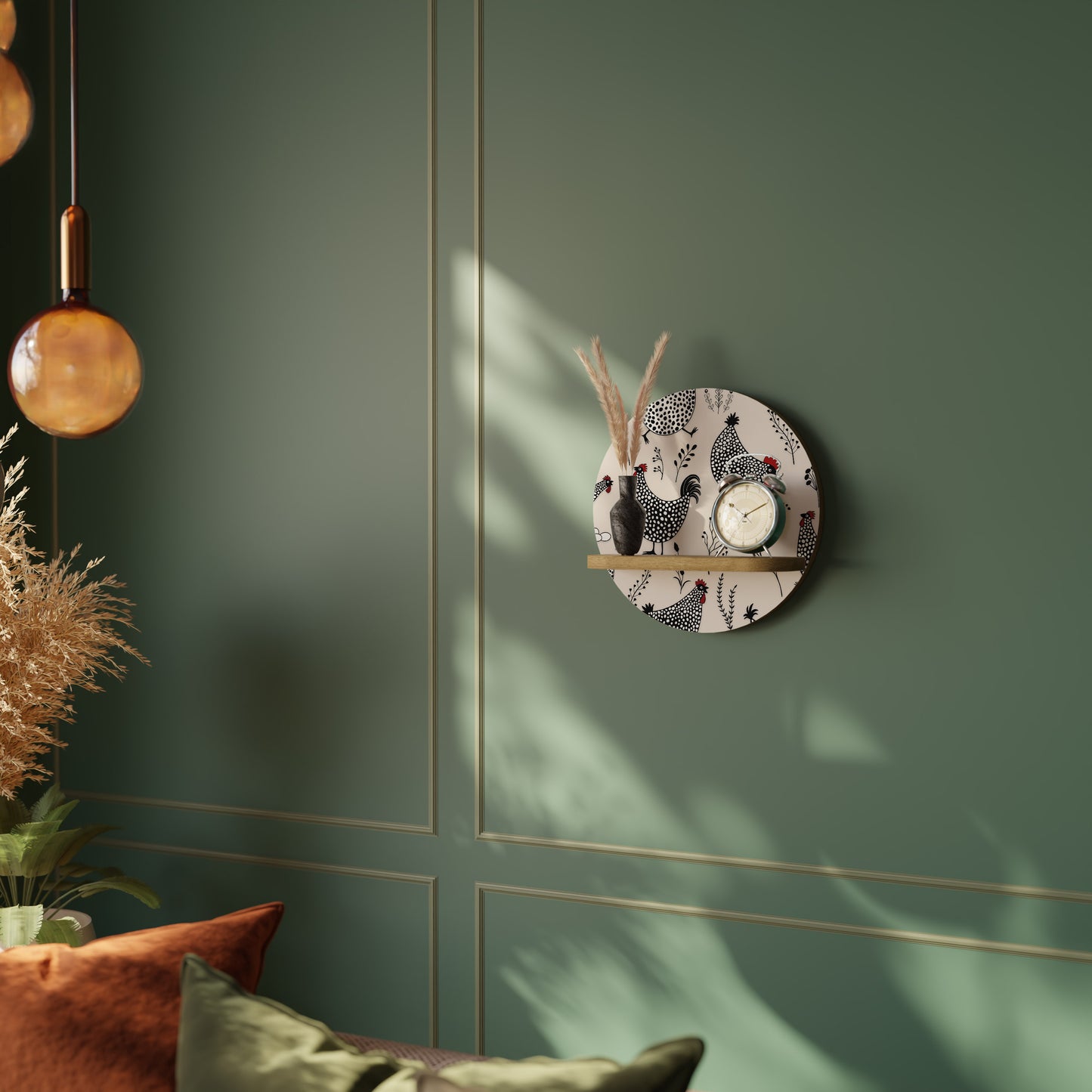 HAPPY HENS Mensola rotonda effetto rovere