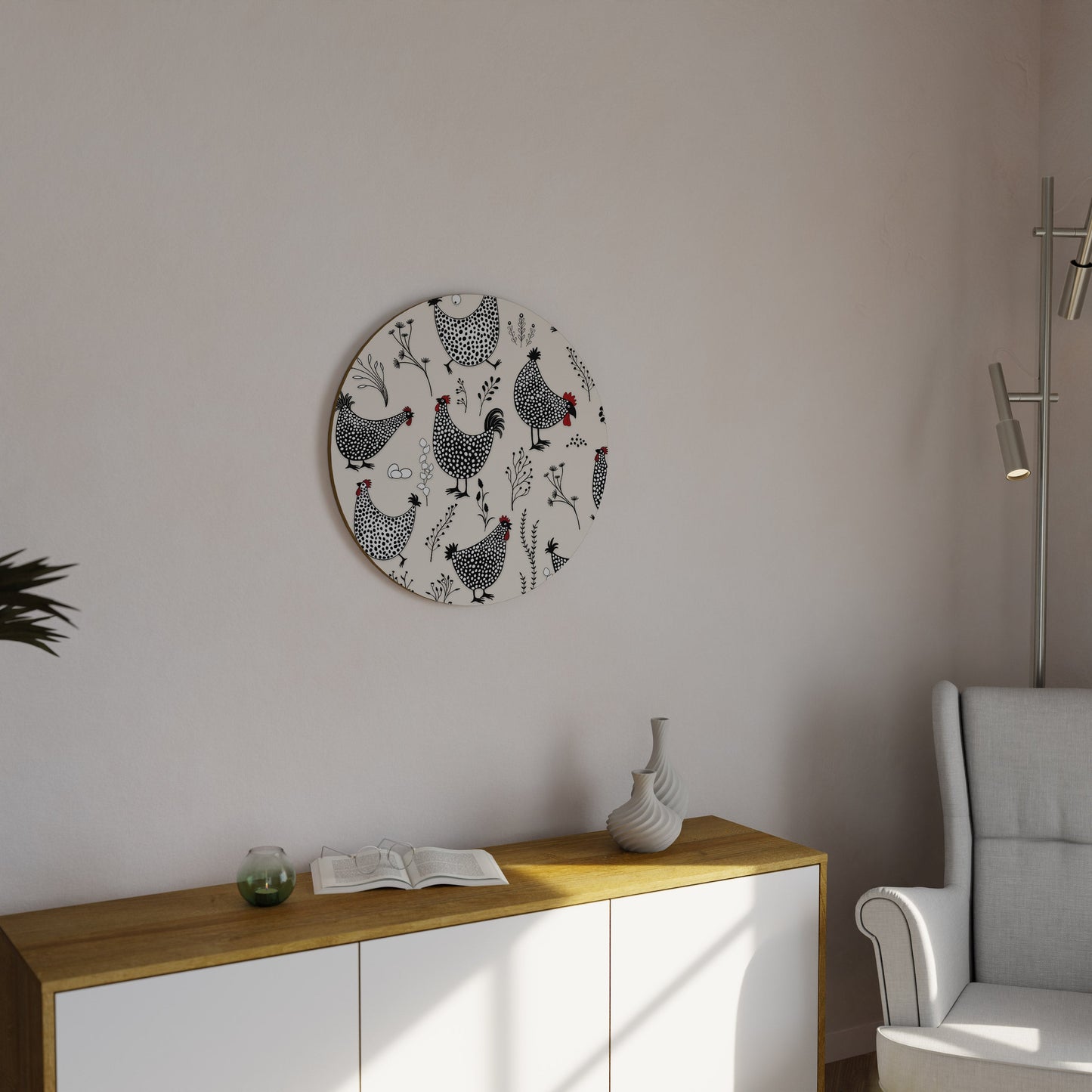HAPPY HENS Round Wall Art