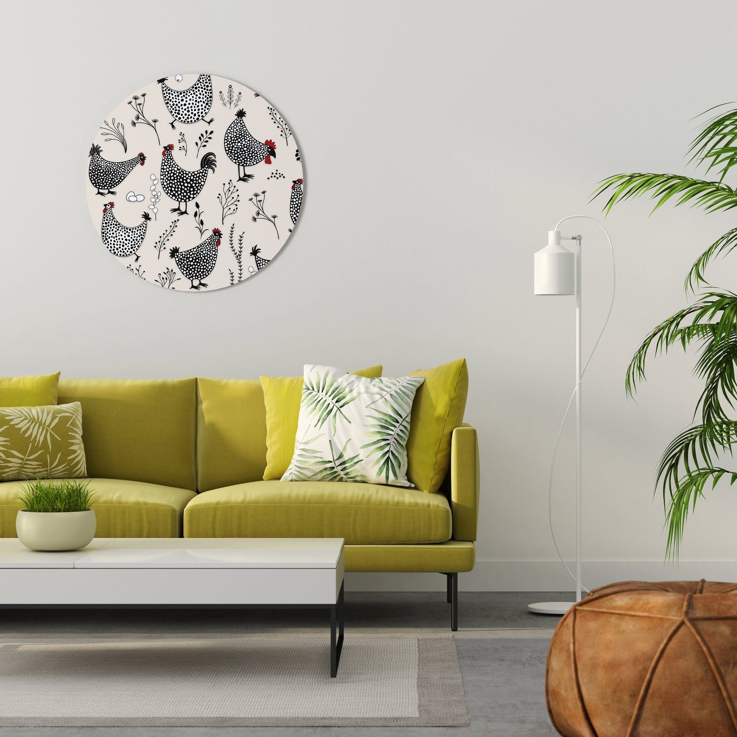HAPPY HENS Round Wall Art