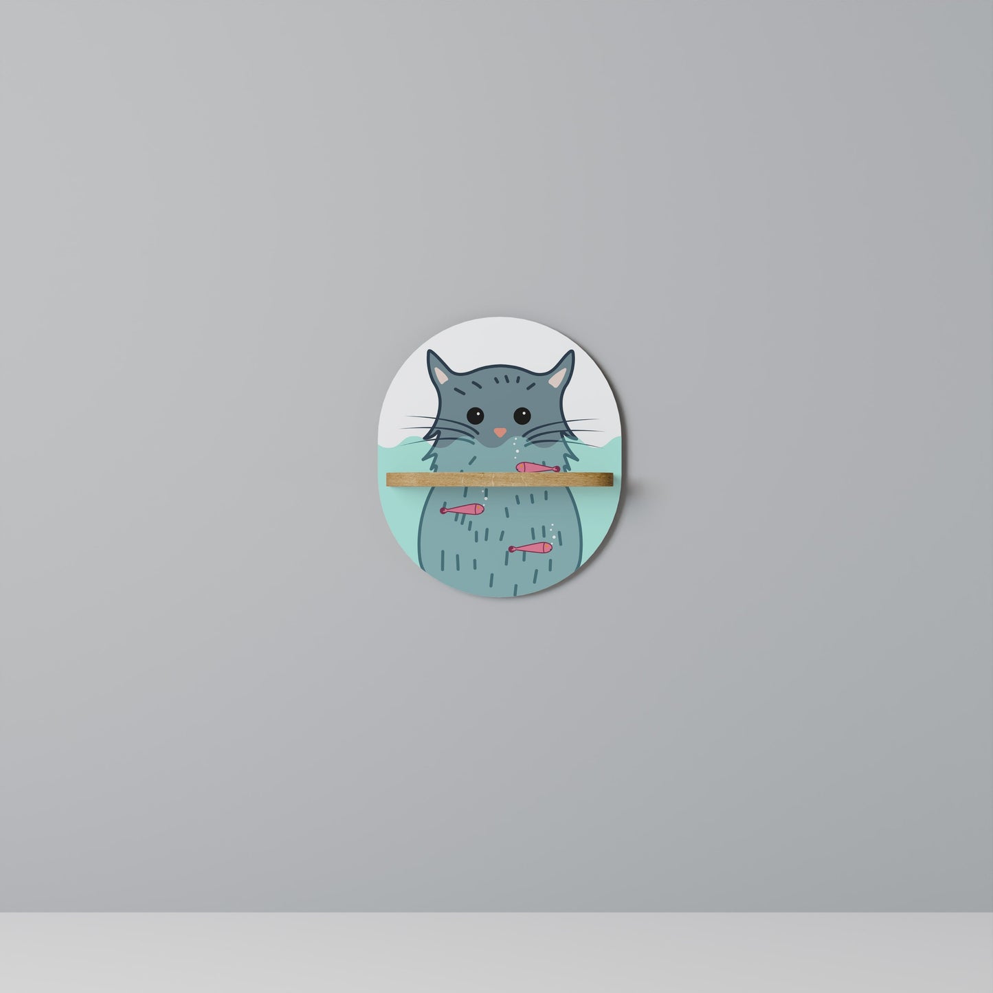 CAT SPLASH Mensola ovale in effetto rovere