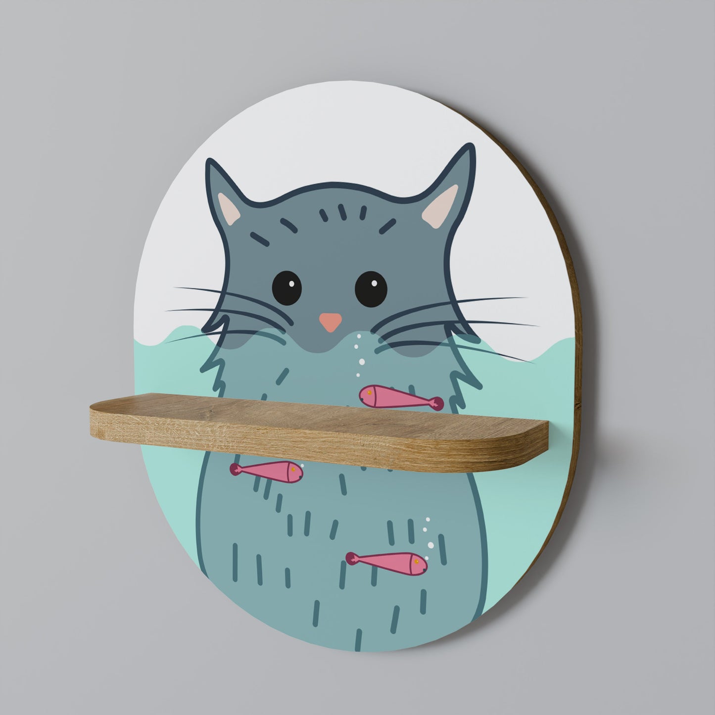 CAT SPLASH Mensola ovale in effetto rovere