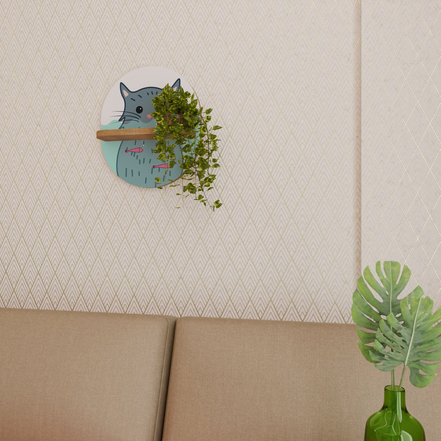 CAT SPLASH Mensola ovale in effetto rovere
