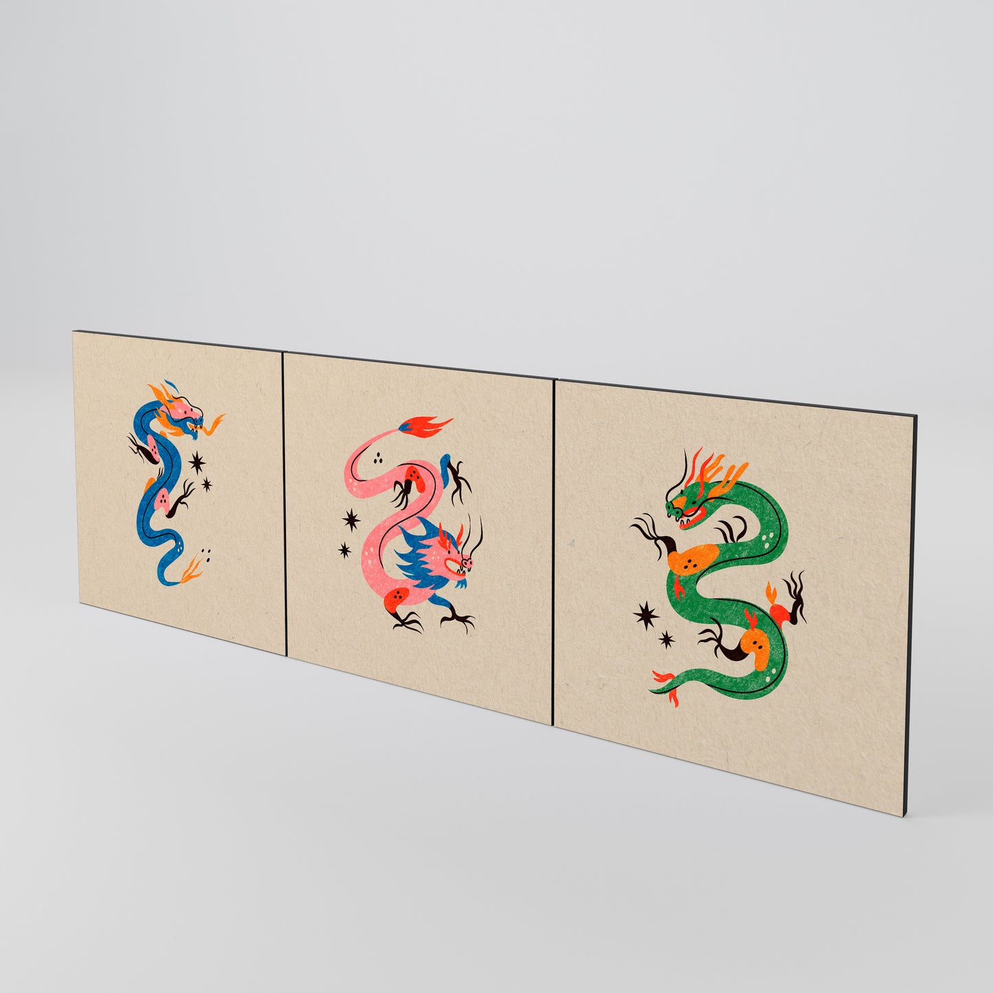 MYTHOLOGICAL CREATURES Set di 3 ante per madia