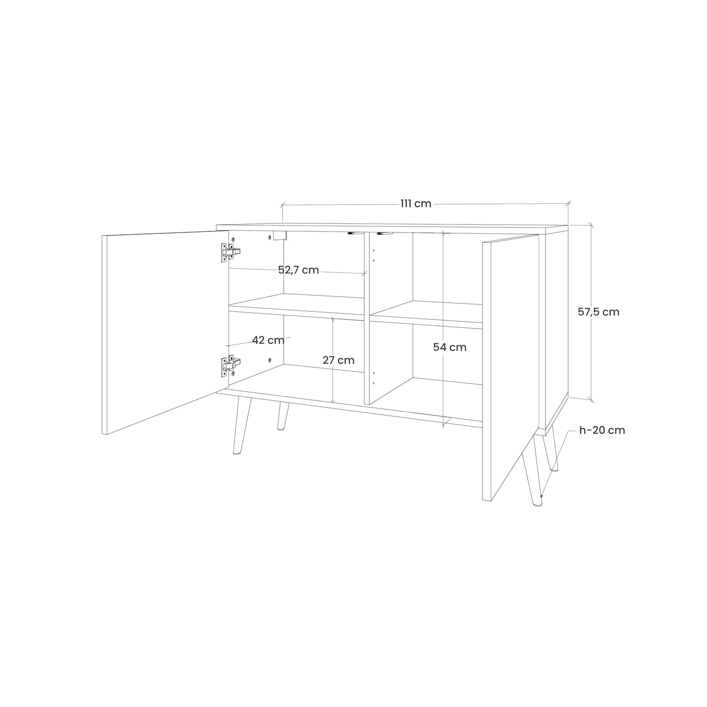 AFRICAN STYLE 2-Door Sideboard in Grey Finish