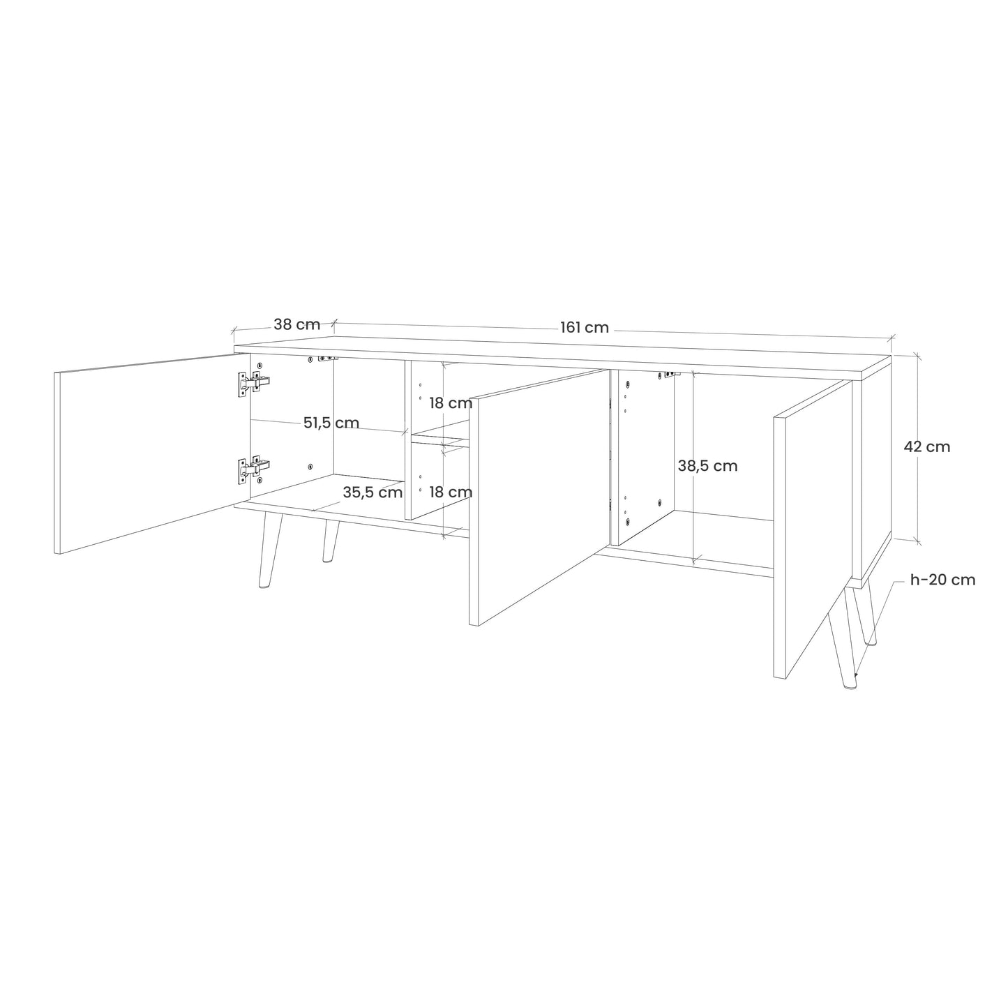 BLOOMING CHARM 3-Door TV Stand in Grey Finish