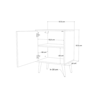 BEIGE GEOMETRY 1-Door Sideboard in Black Finish