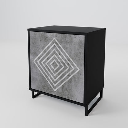 Credenza POLYGONAL ARTISTRY a 1 anta con finitura nera